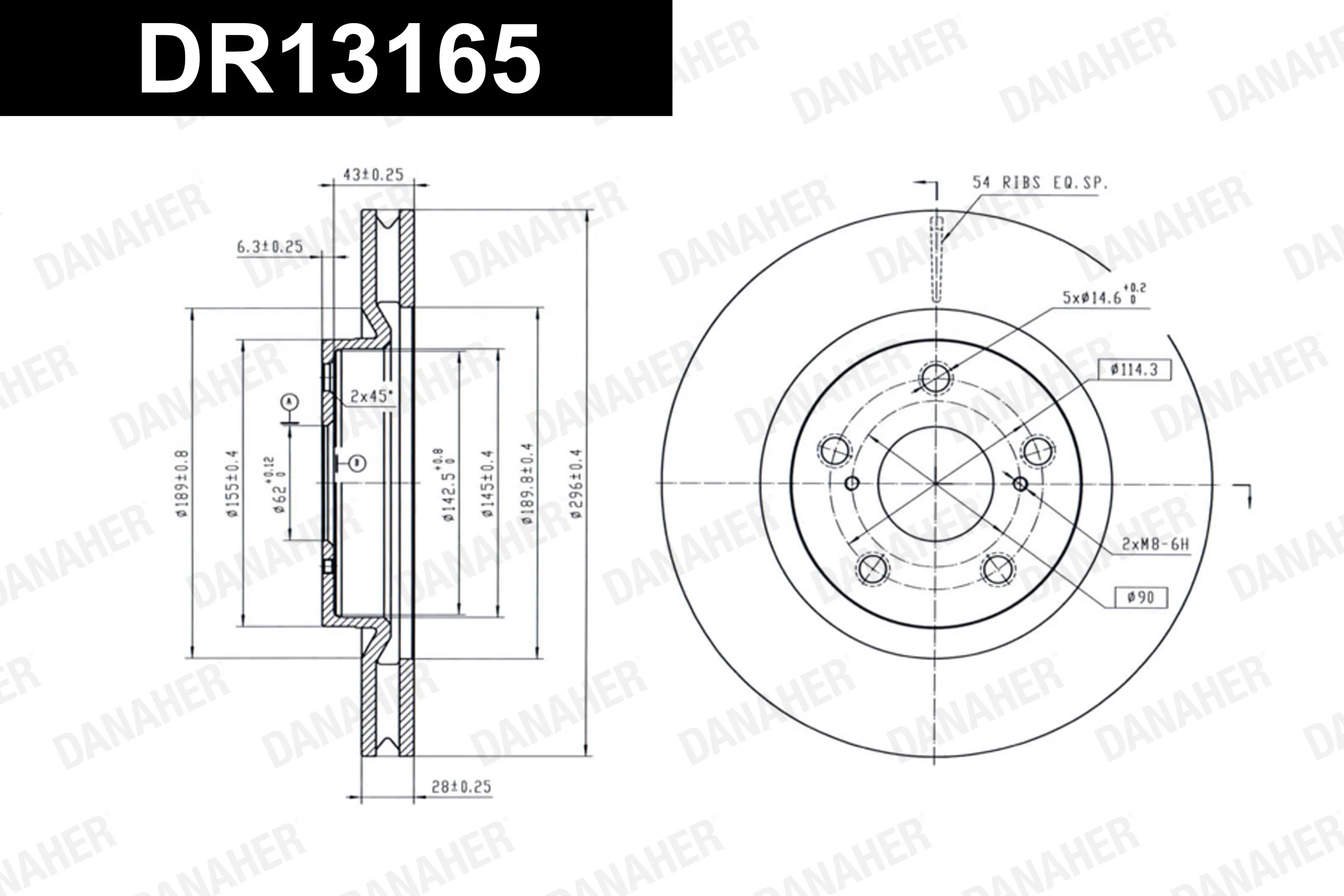 DANAHER féktárcsa - DR13165 - TothCarparts