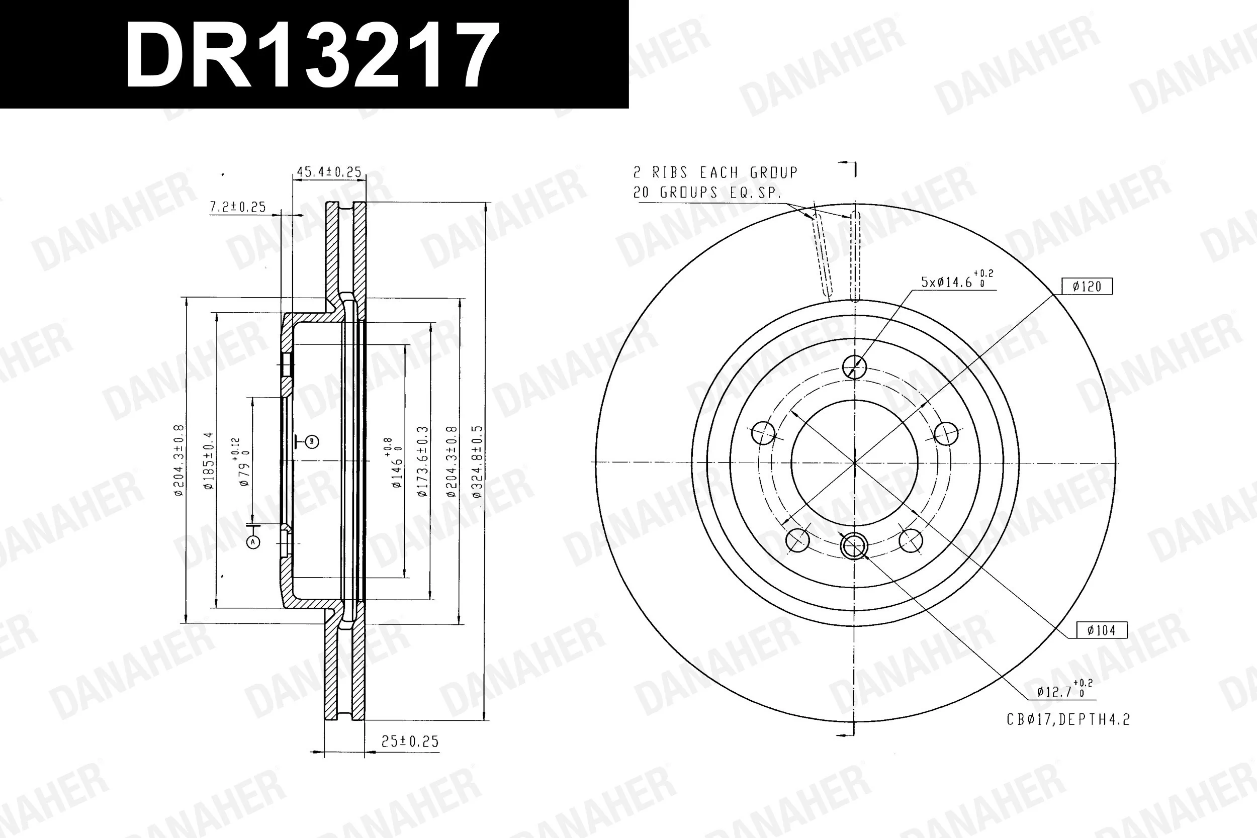 DANAHER féktárcsa - DR13217 - TothCarparts