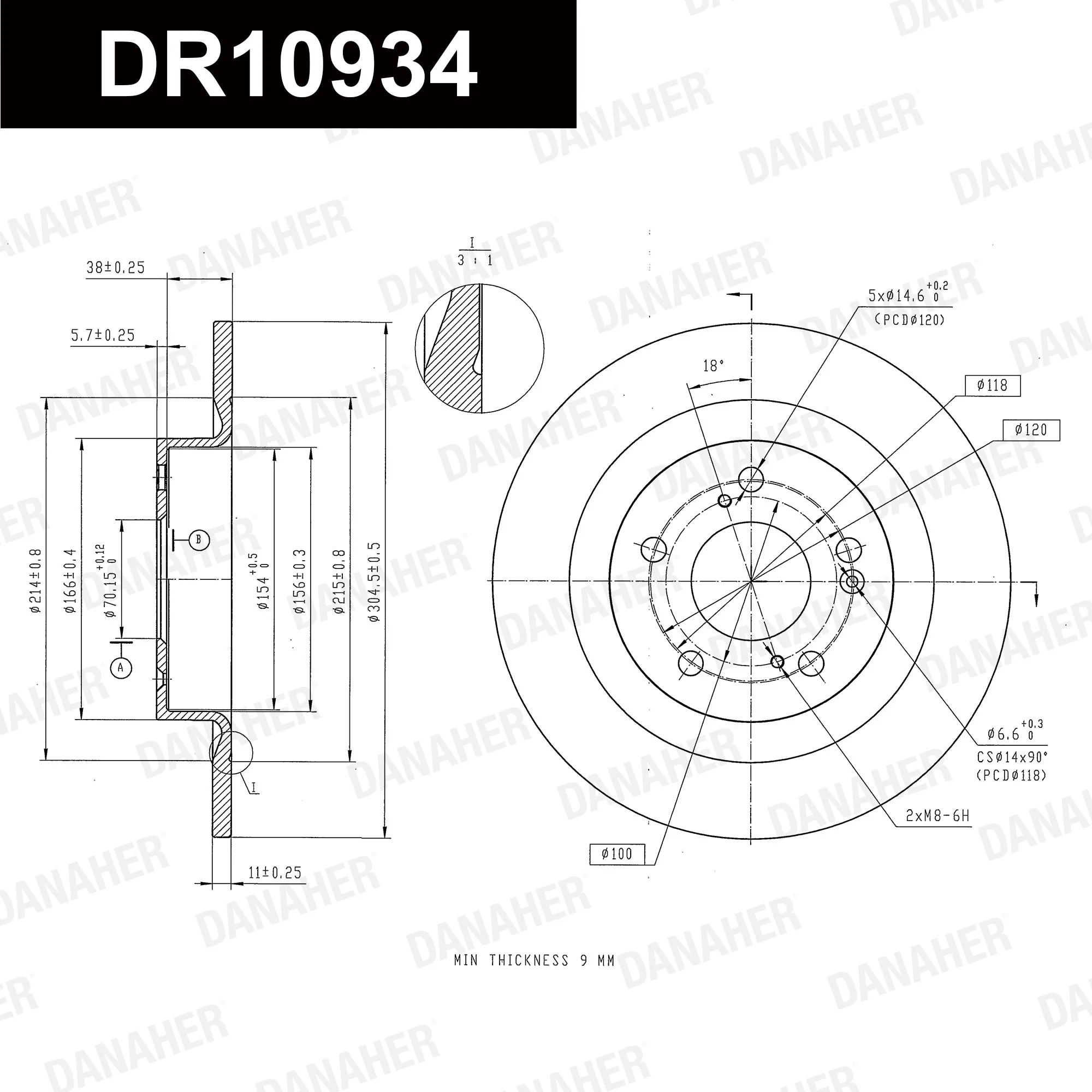 DANAHER féktárcsa - DR10934 - TothCarparts