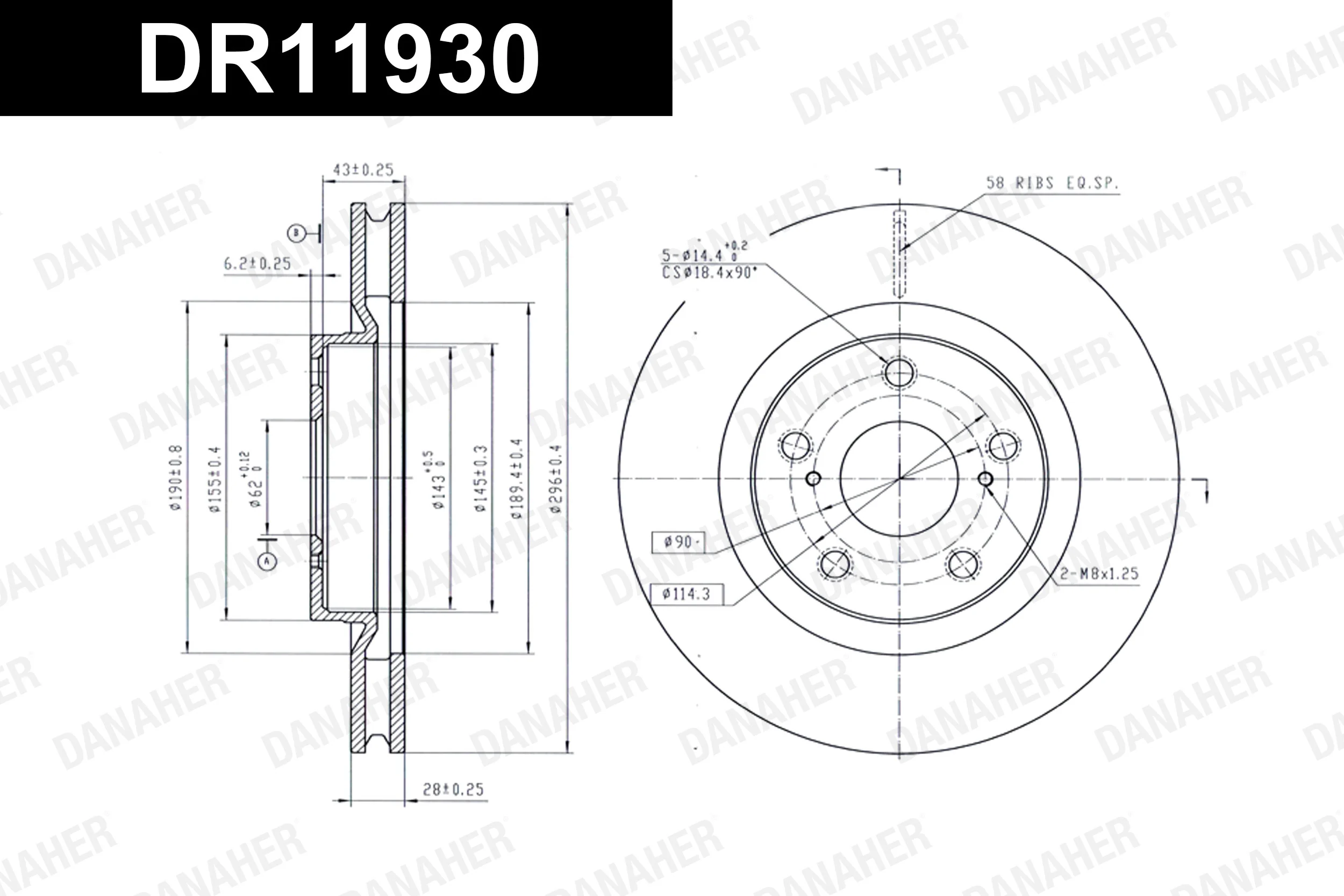 DANAHER féktárcsa - DR11930 - TothCarparts