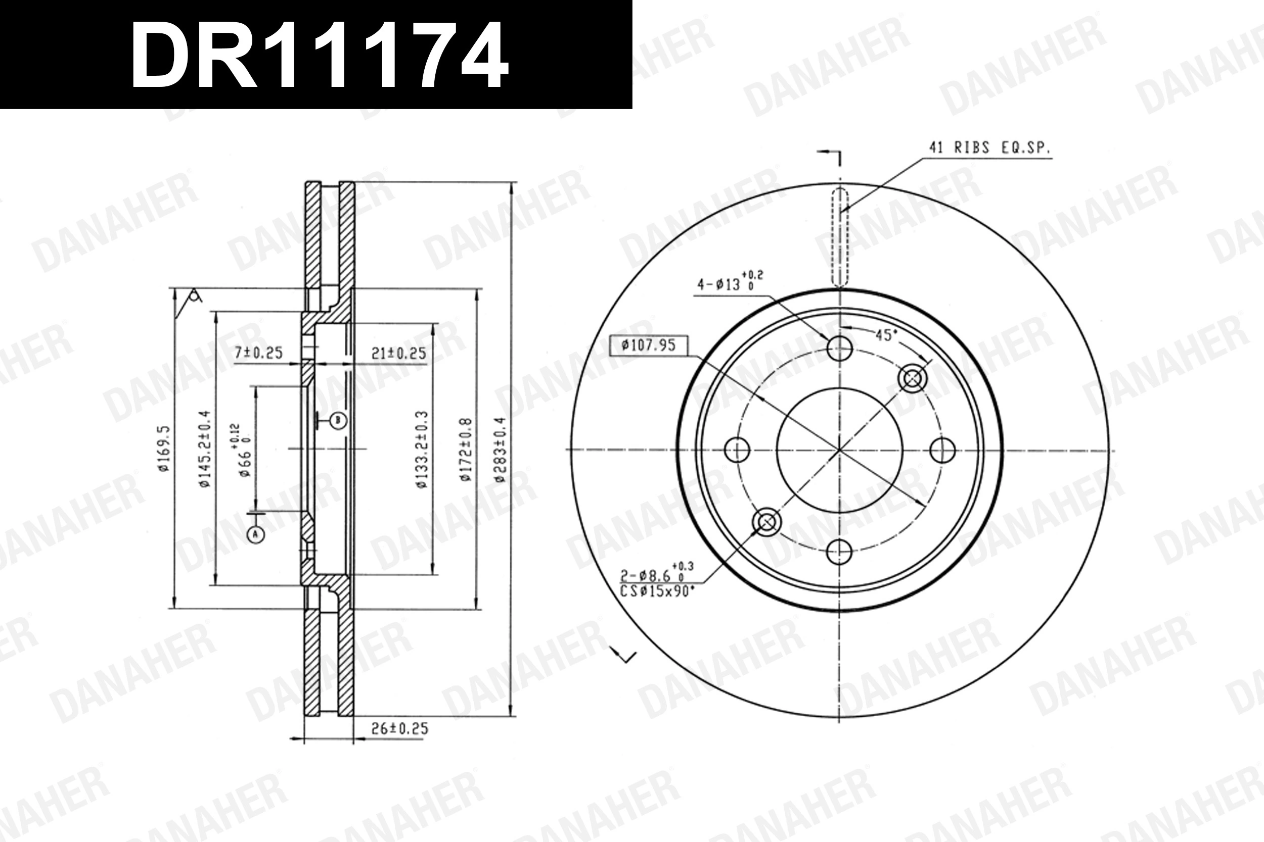 DANAHER féktárcsa - DR11174 - TothCarparts