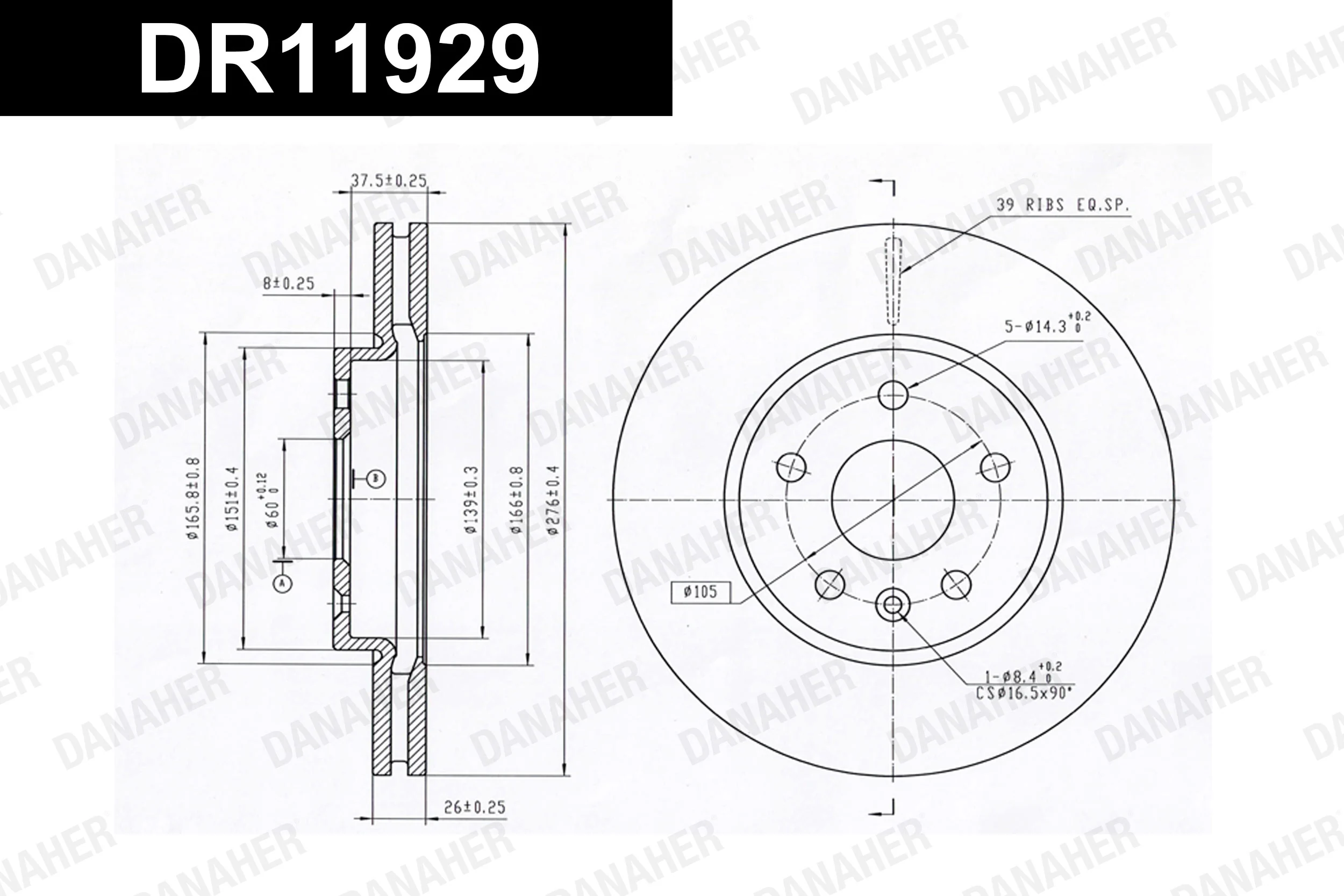 DANAHER féktárcsa - DR11929 - TothCarparts