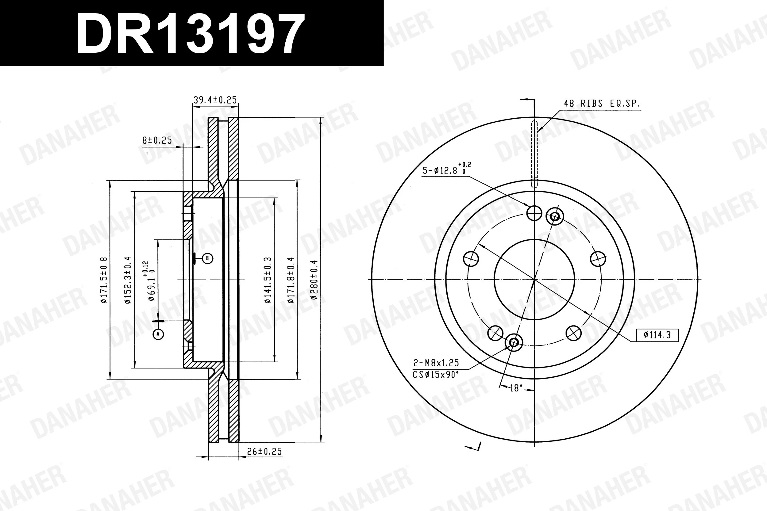 DANAHER féktárcsa - DR13197 - TothCarparts