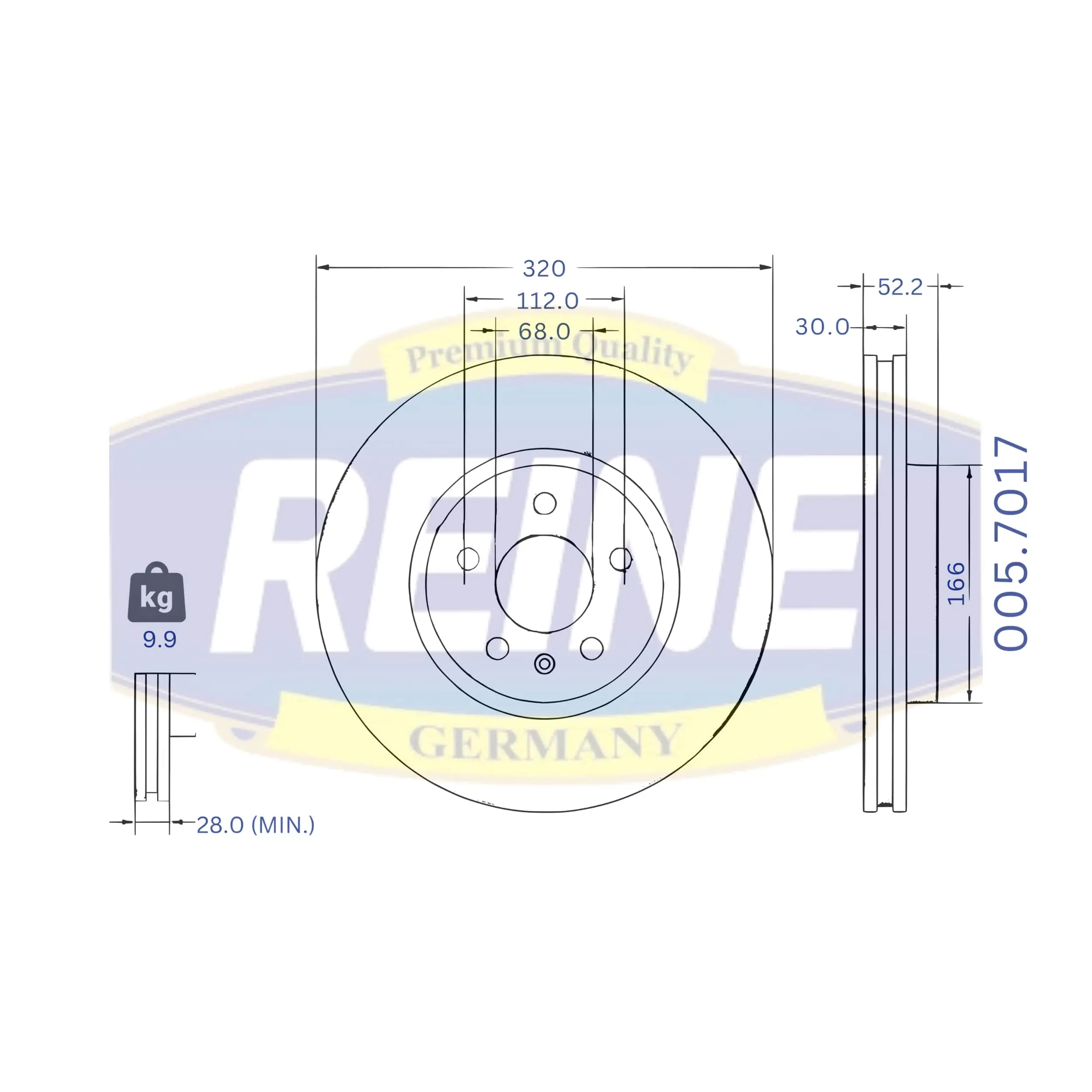 REINE GERMANY féktárcsa - .005.7017 - TothCarparts