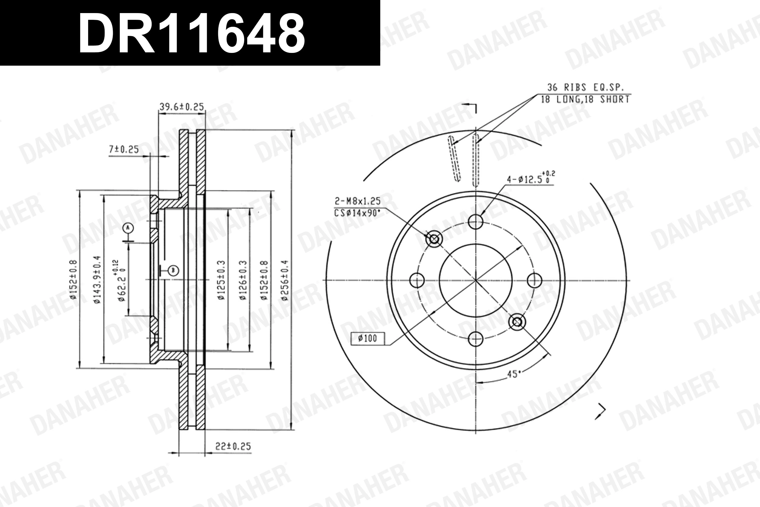 DANAHER féktárcsa - DR11648 - TothCarparts
