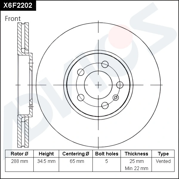 ADVICS féktárcsa - X6F2202 - TothCarparts