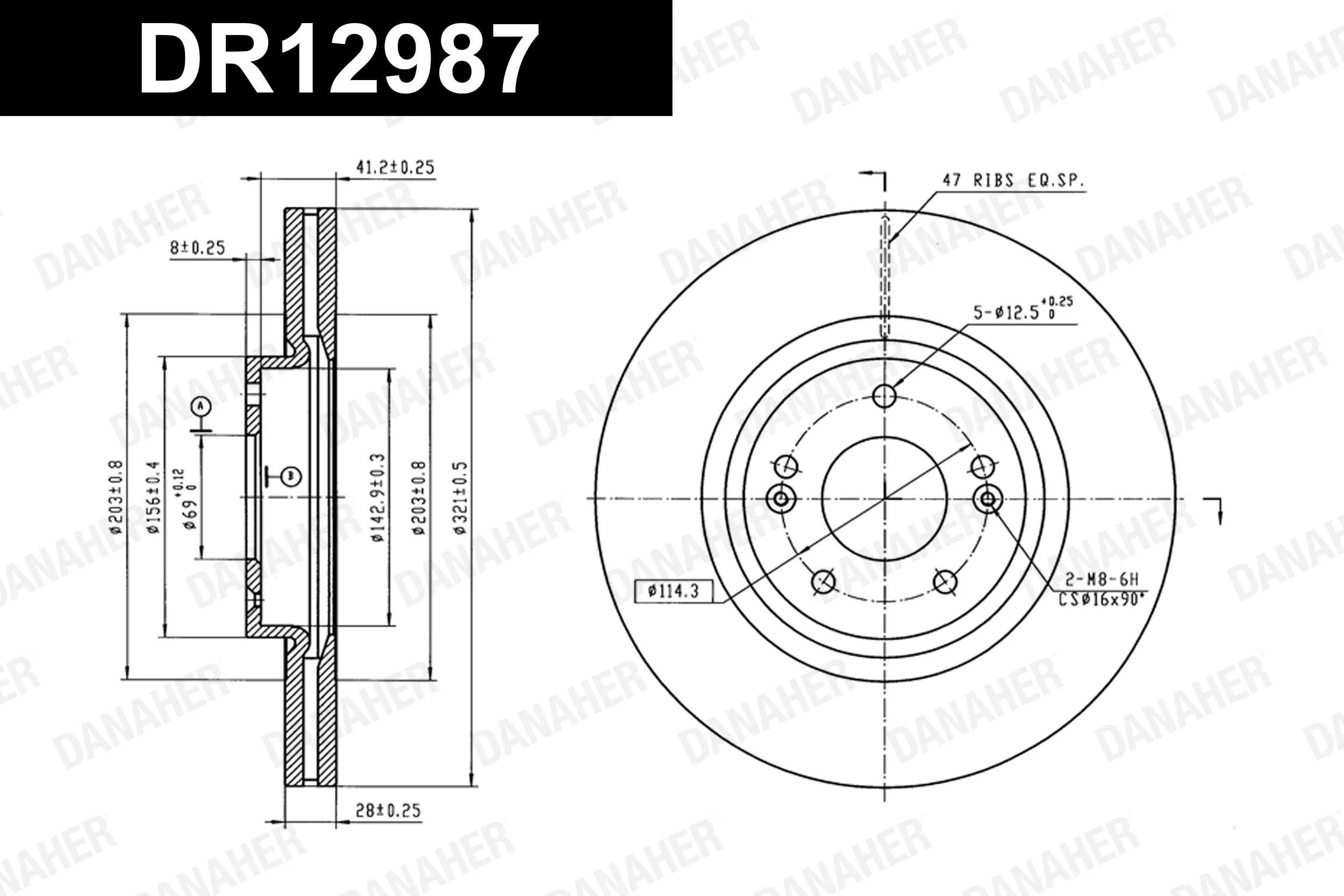 DANAHER féktárcsa - DR12987 - TothCarparts