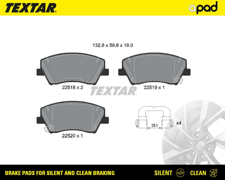 TEXTAR fékbetétkészlet, tárcsafék - 2251801SC - TothCarparts