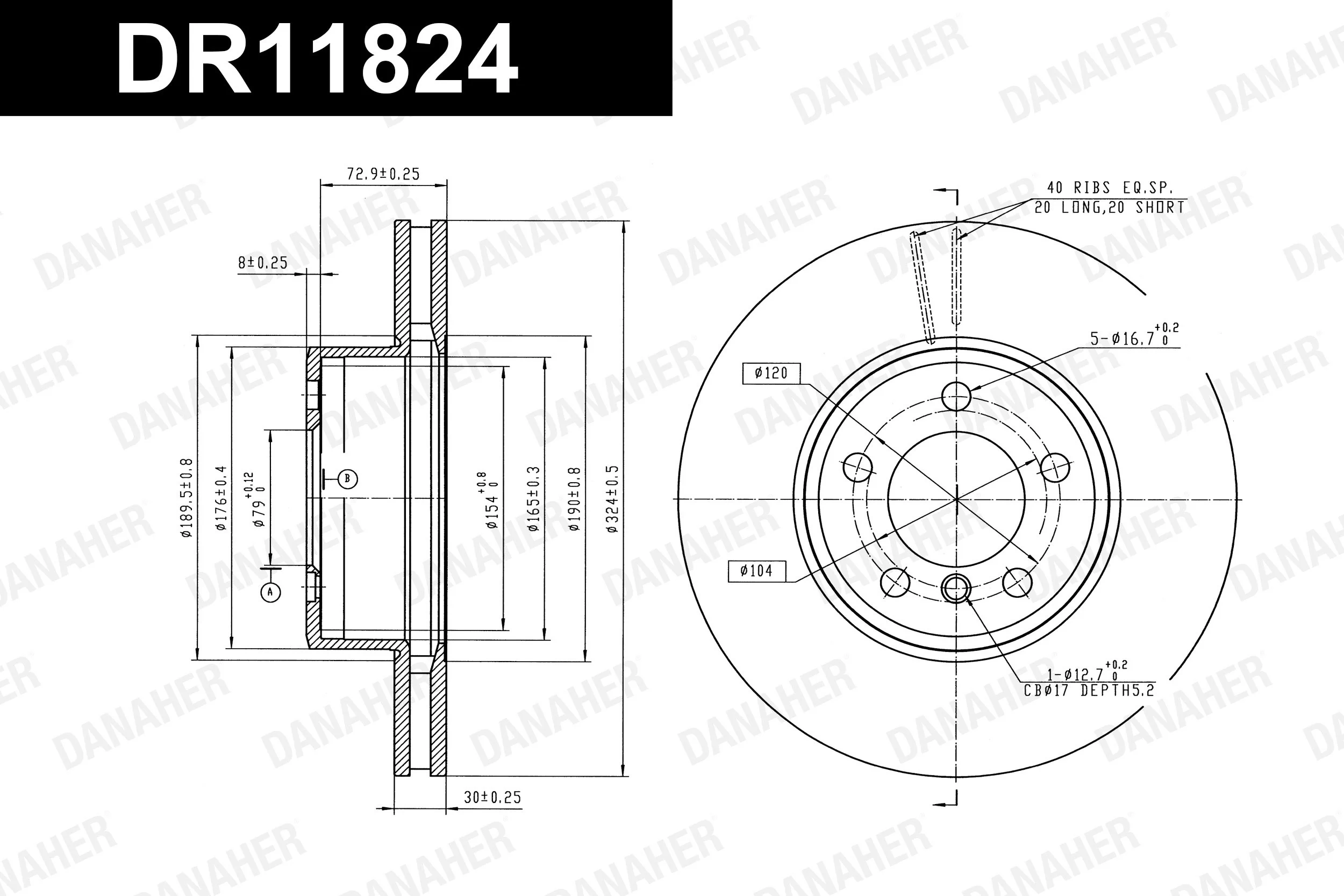 DANAHER féktárcsa - DR11824 - TothCarparts