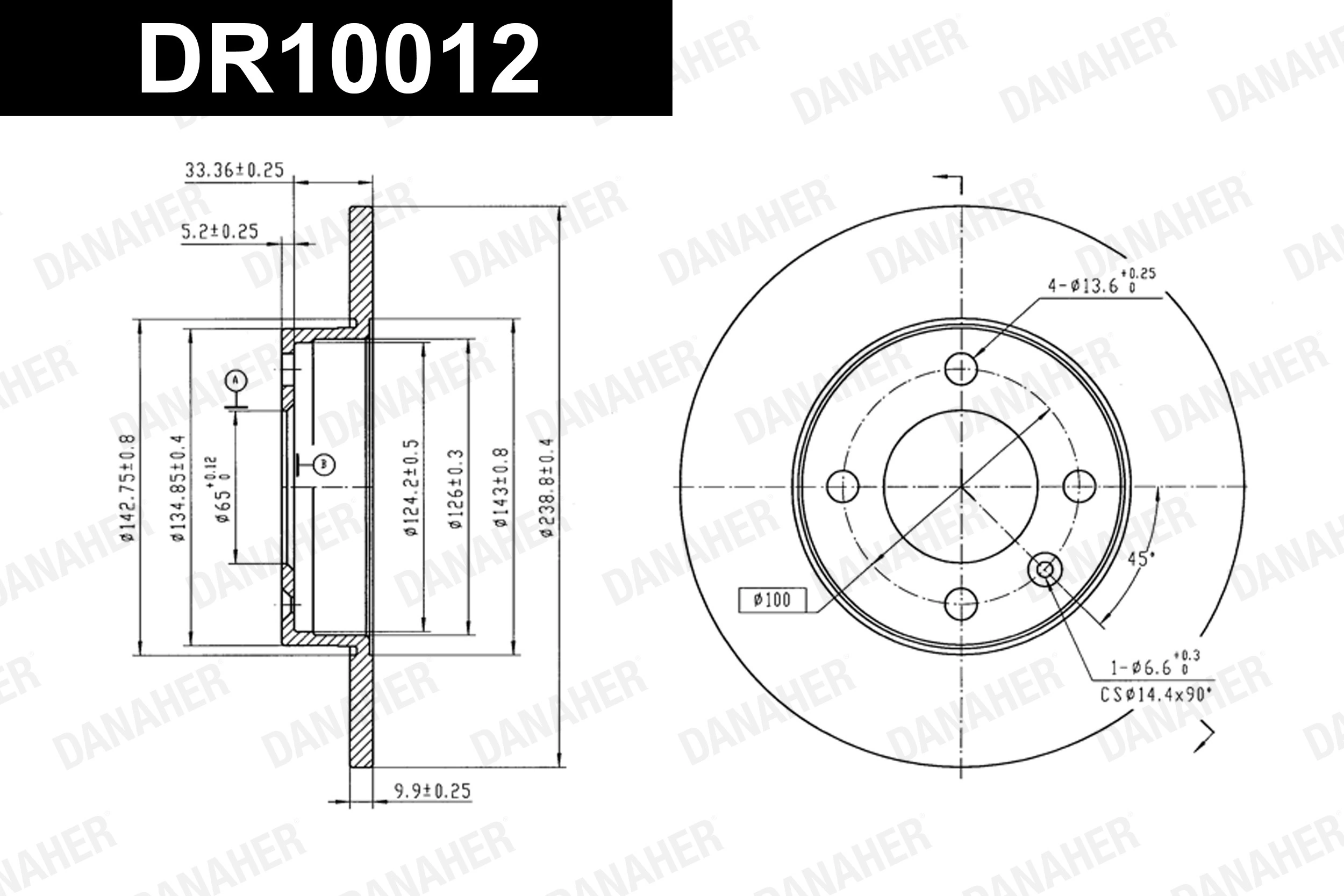 DANAHER féktárcsa - DR10012 - TothCarparts