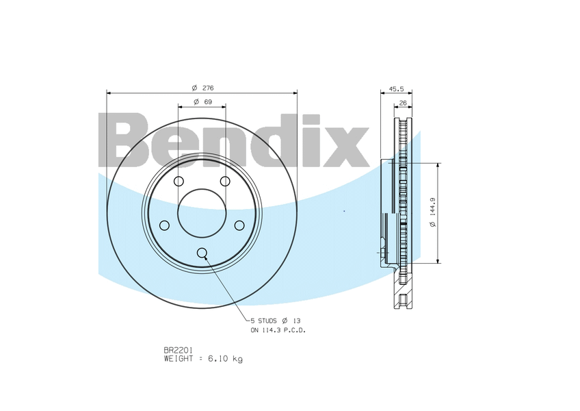 BENDIX-SEA féktárcsa - BR2201 - TothCarparts