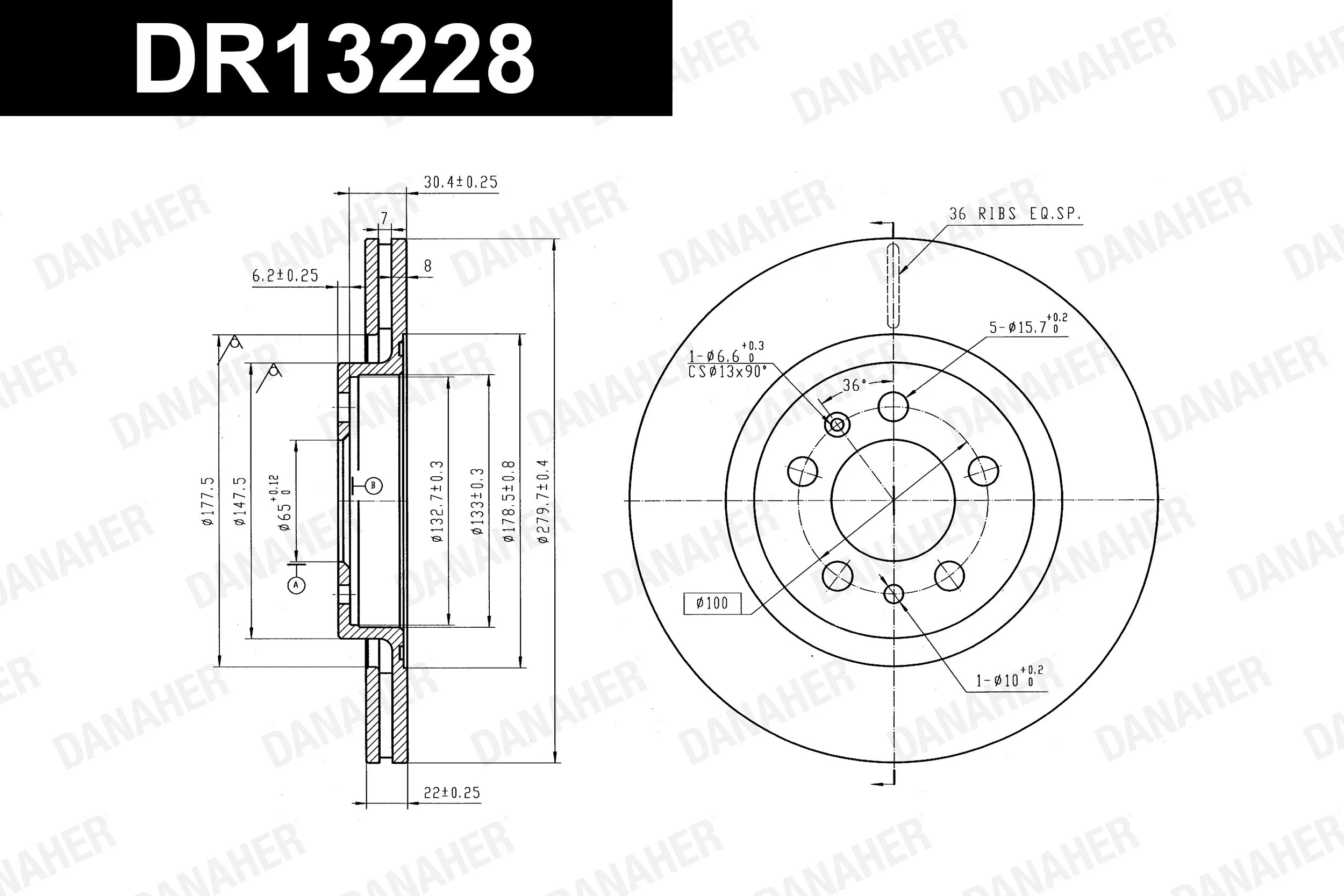 DANAHER féktárcsa - DR13228 - TothCarparts