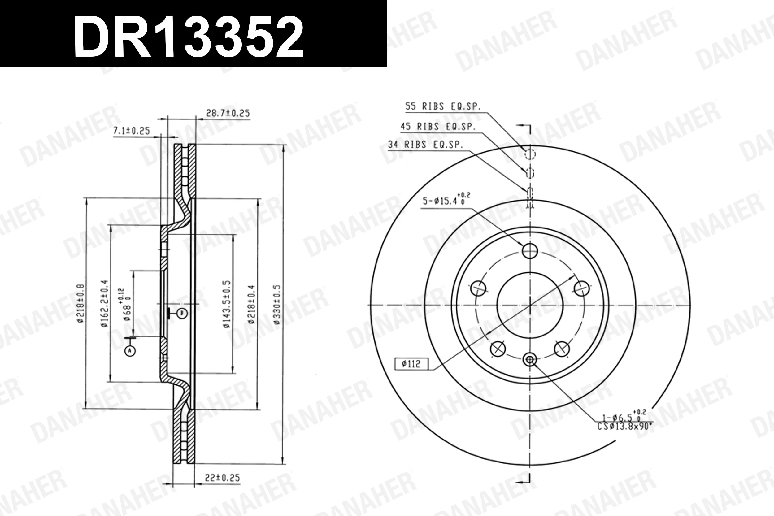 DANAHER féktárcsa - DR13352 - TothCarparts