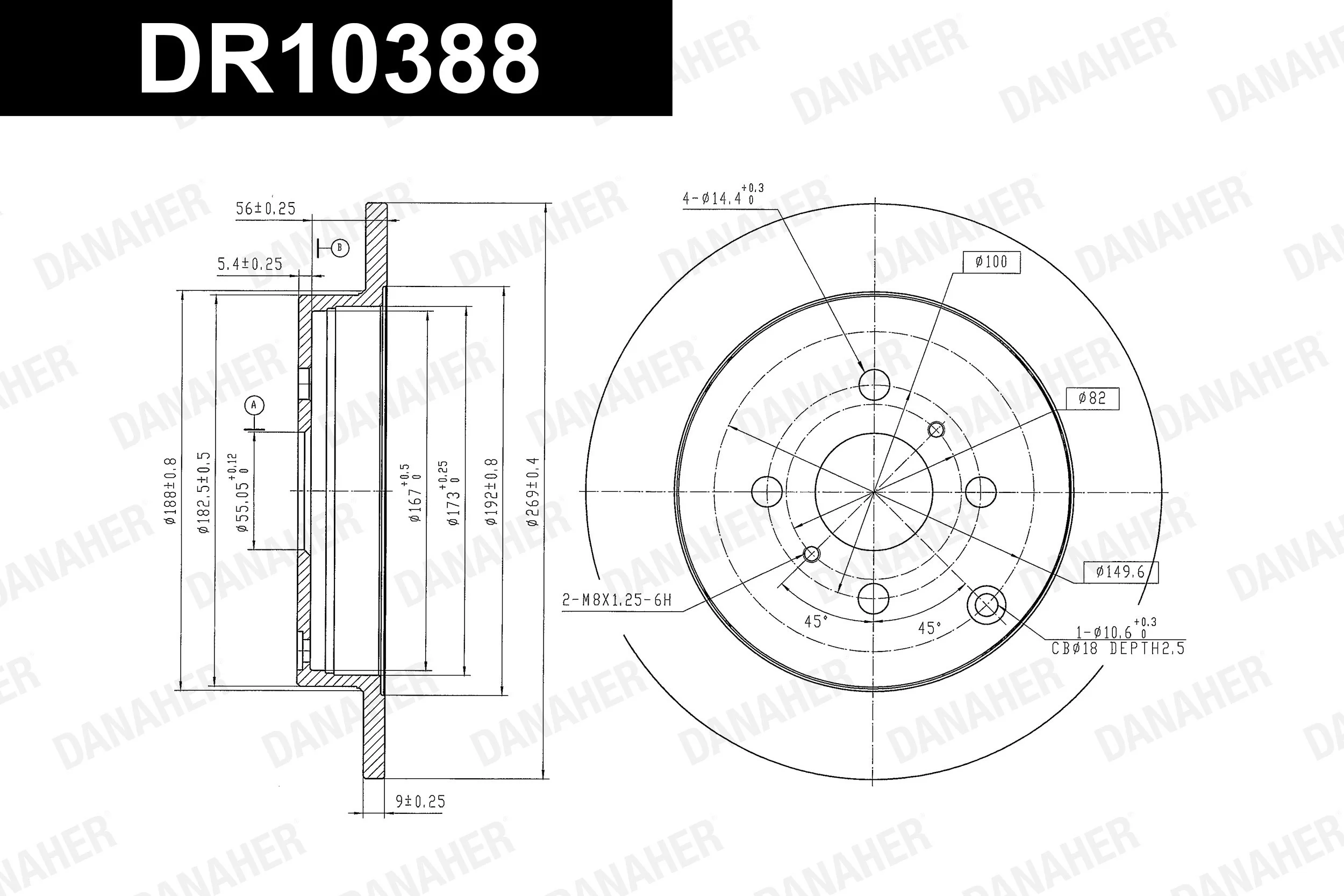 DANAHER féktárcsa - DR10388 - TothCarparts