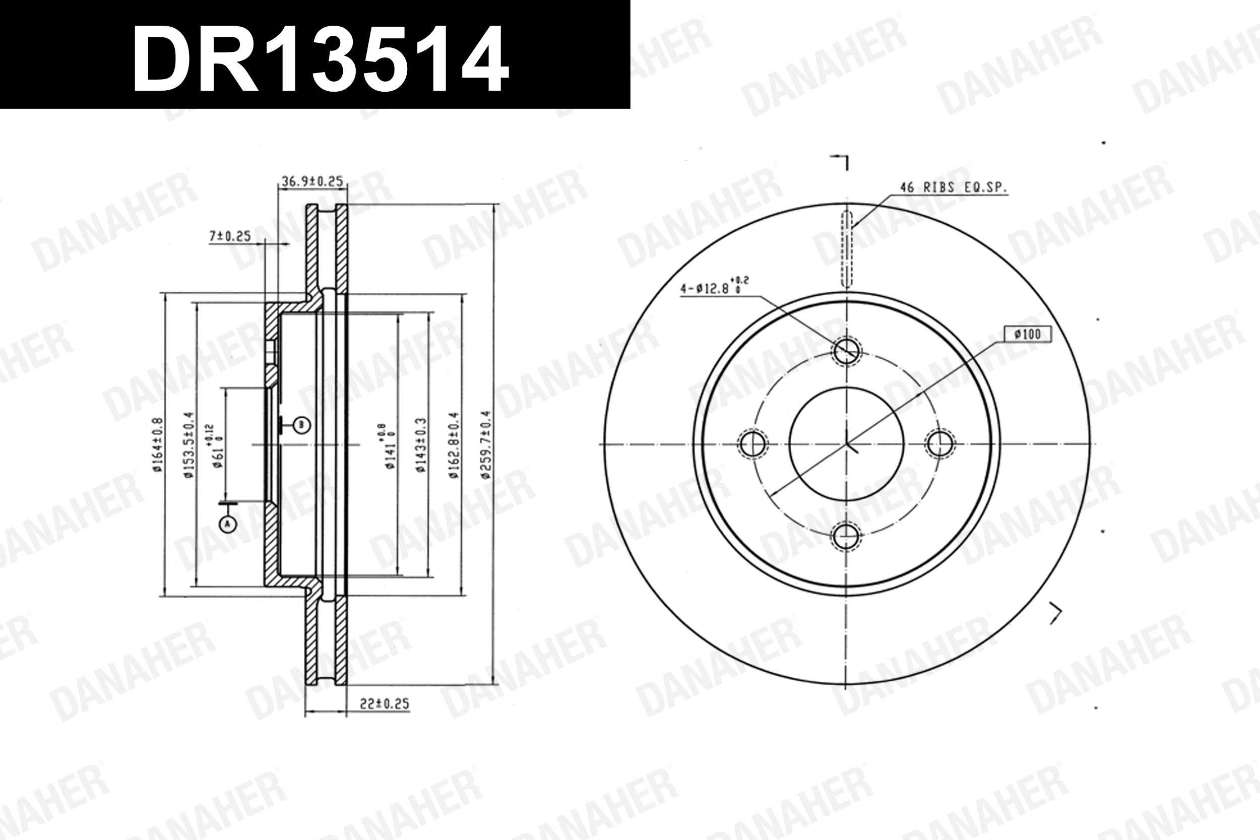 DANAHER féktárcsa - DR13514 - TothCarparts