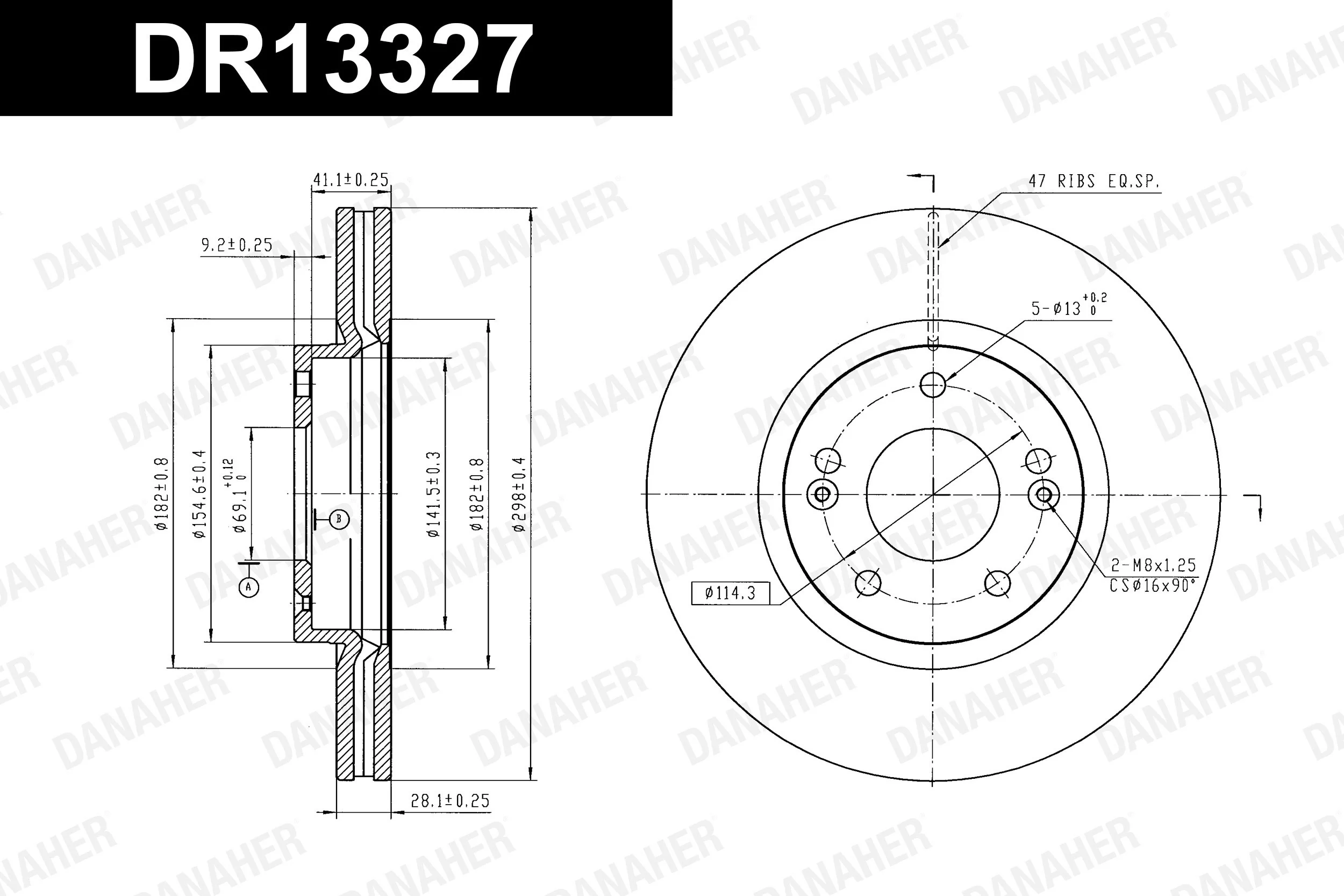 DANAHER féktárcsa - DR13327 - TothCarparts