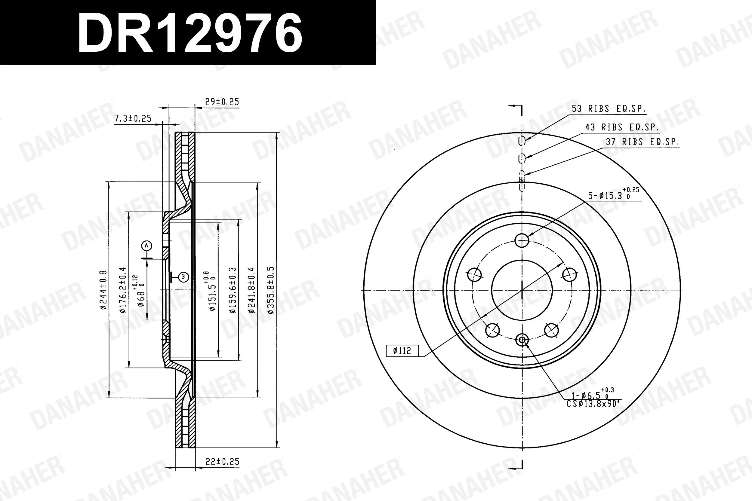 DANAHER féktárcsa - DR12976 - TothCarparts