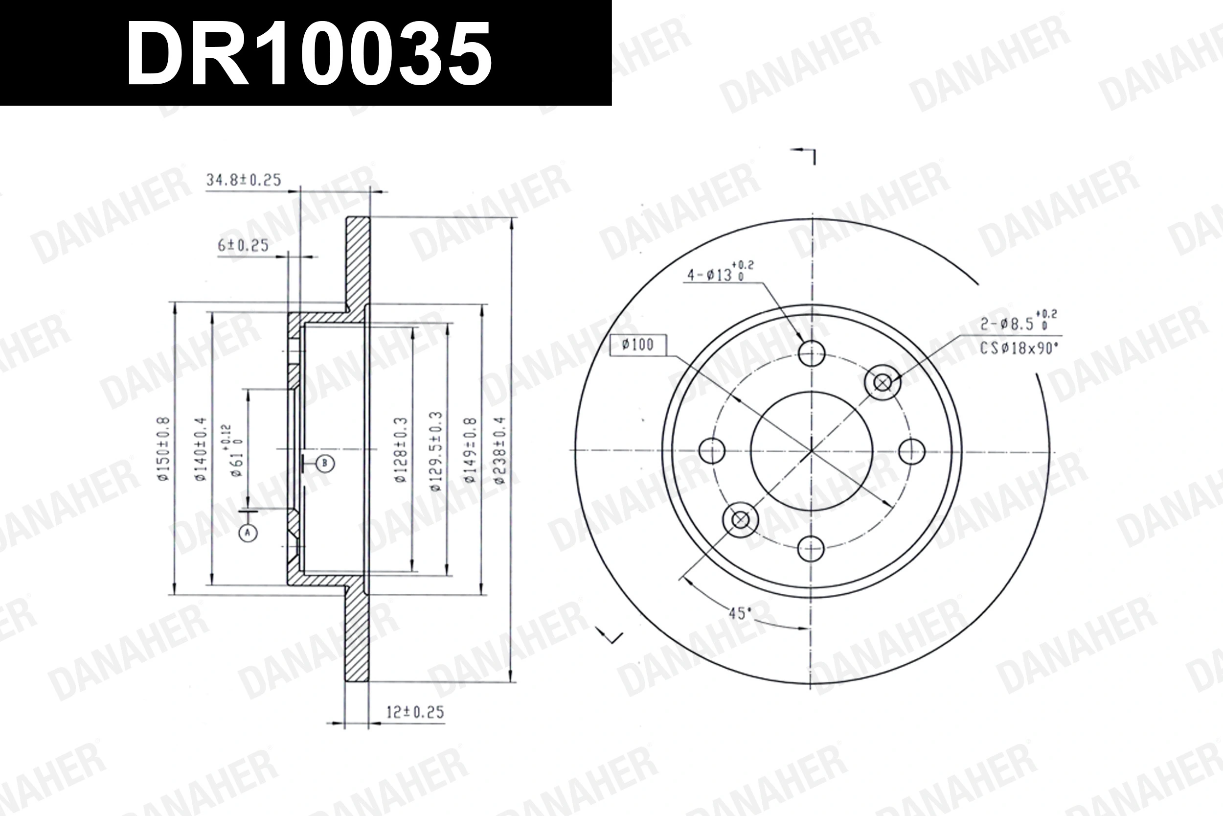 DANAHER féktárcsa - DR10035 - TothCarparts