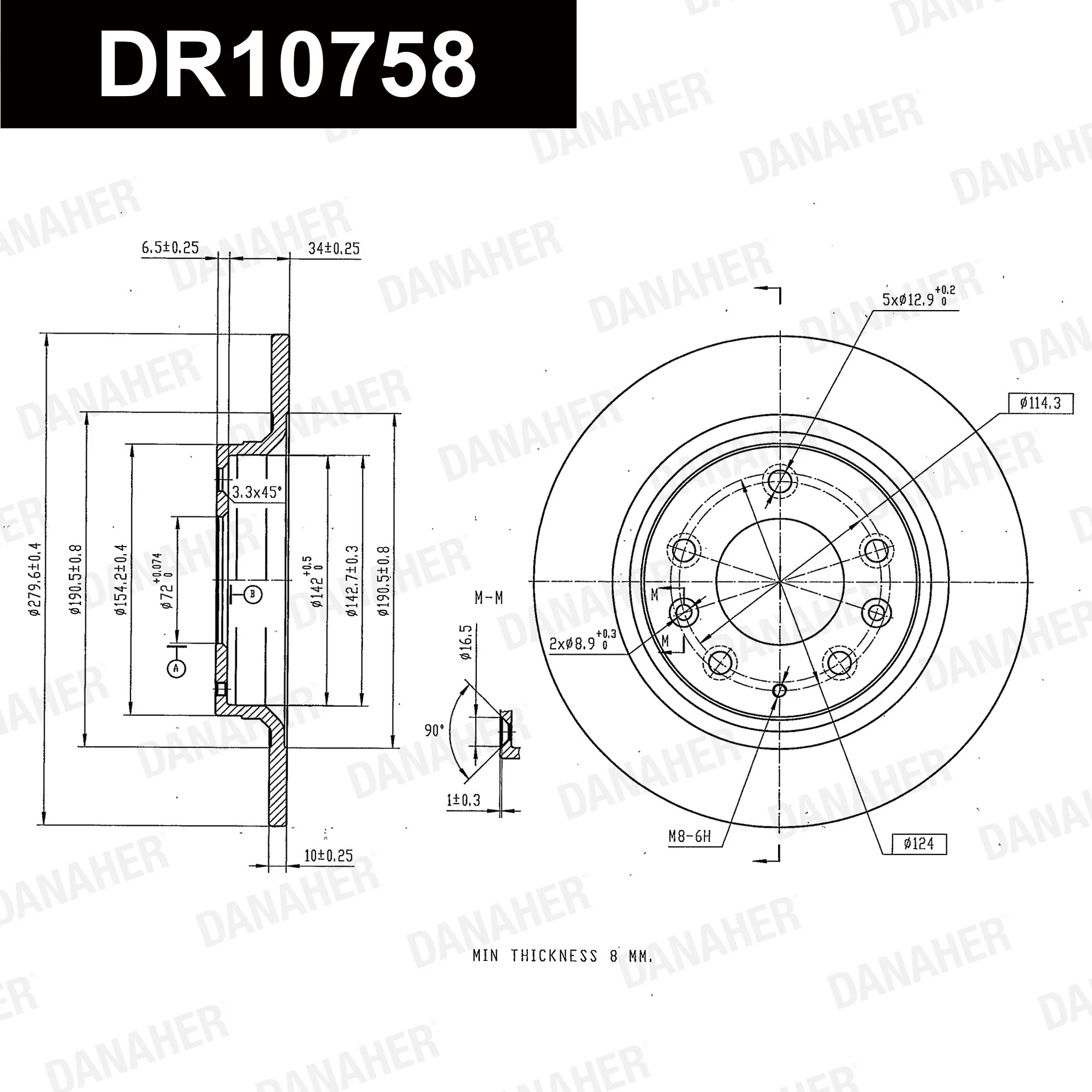 DANAHER féktárcsa - DR10758 - TothCarparts