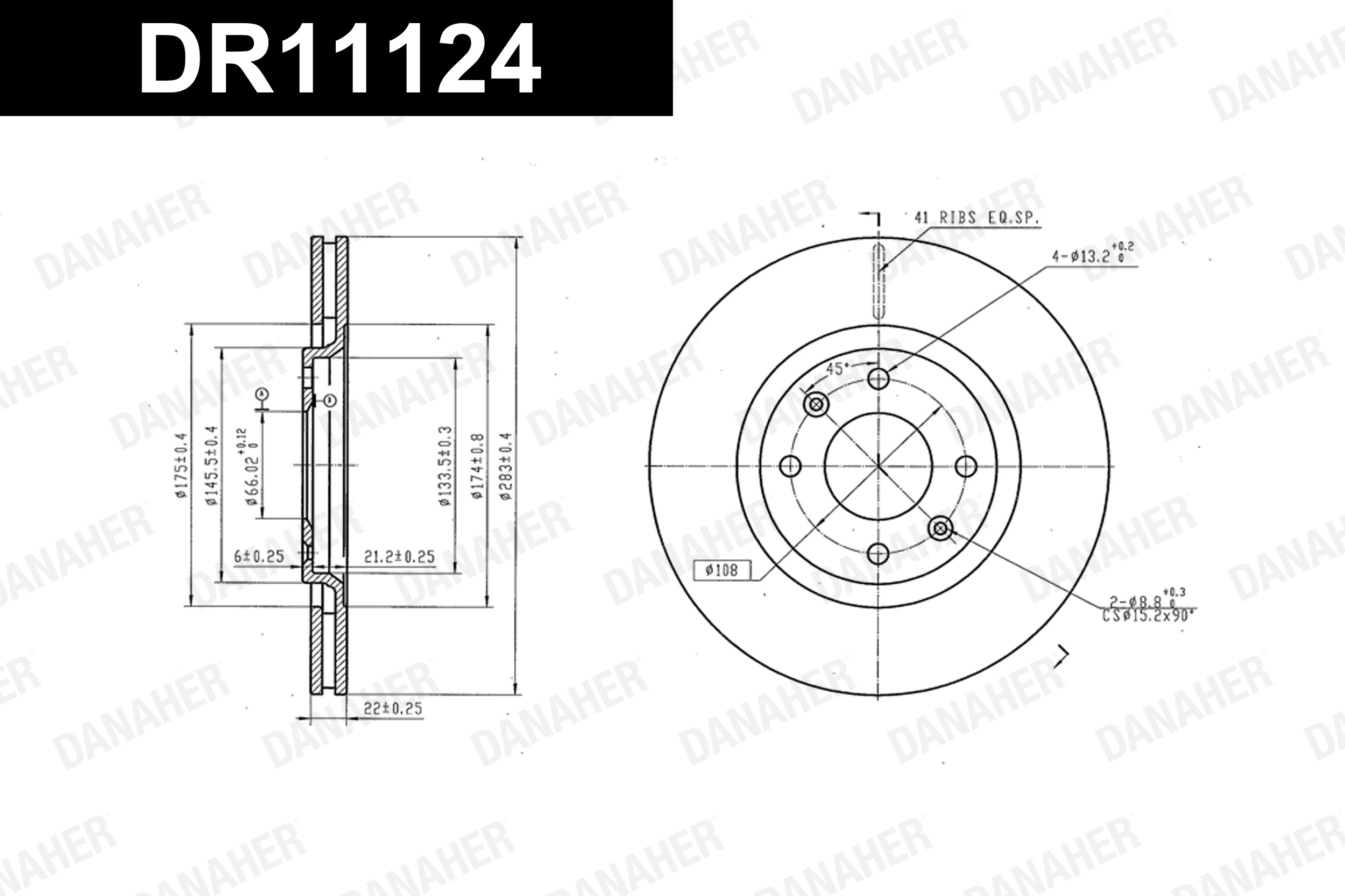 DANAHER féktárcsa - DR11124 - TothCarparts