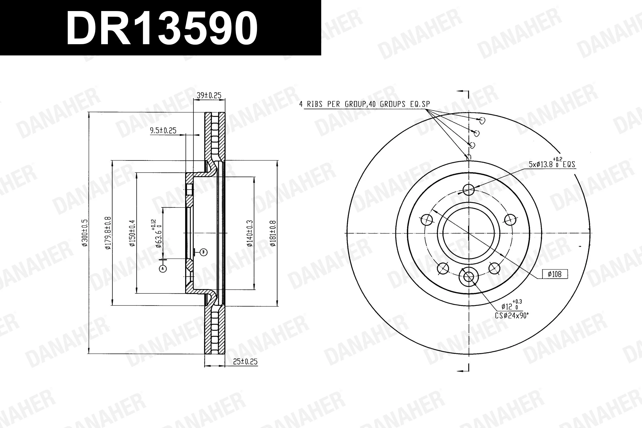 DANAHER féktárcsa - DR13590 - TothCarparts