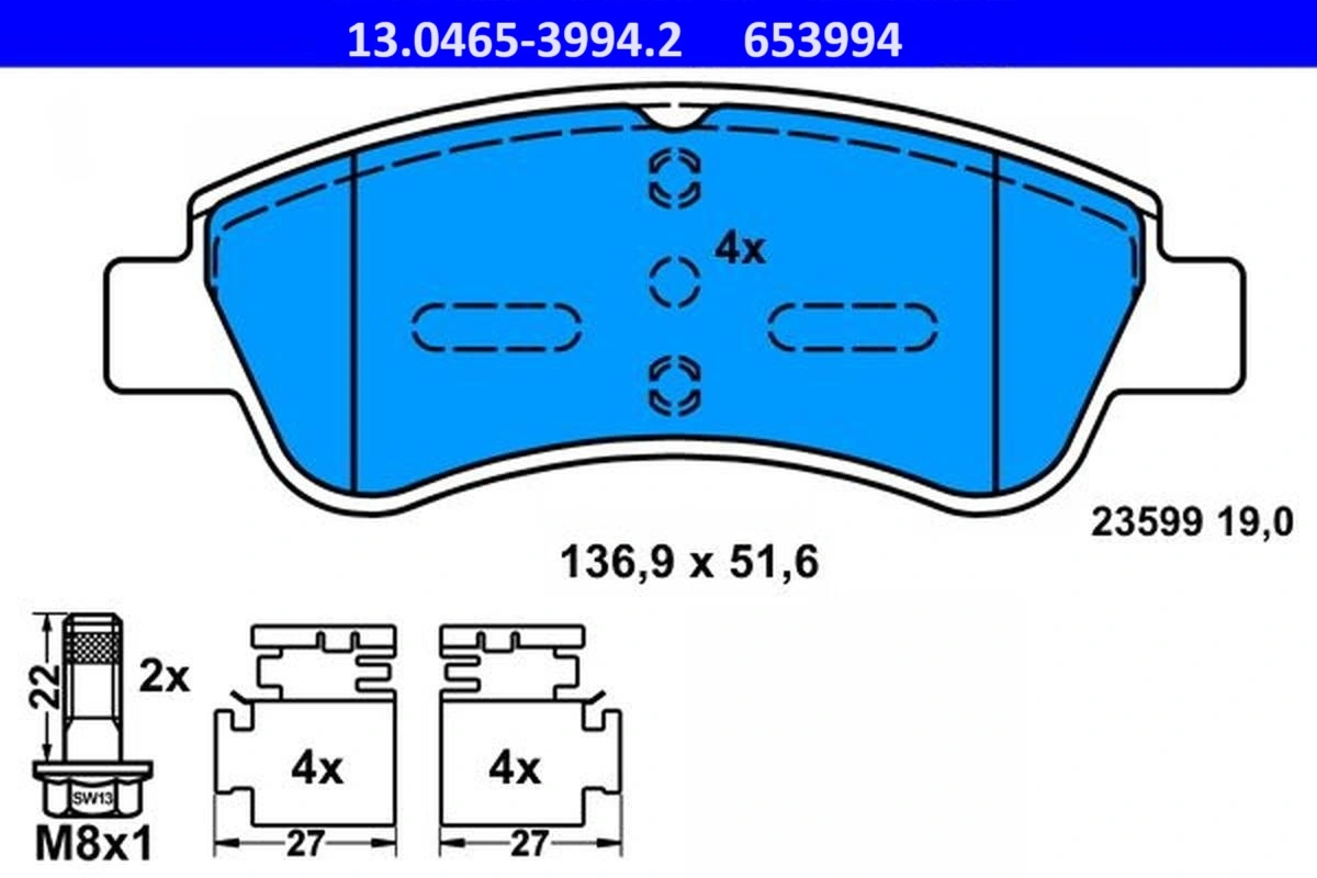 ATE-APAC fékbetétkészlet, tárcsafék - 13.0465-3994.2 - TothCarparts