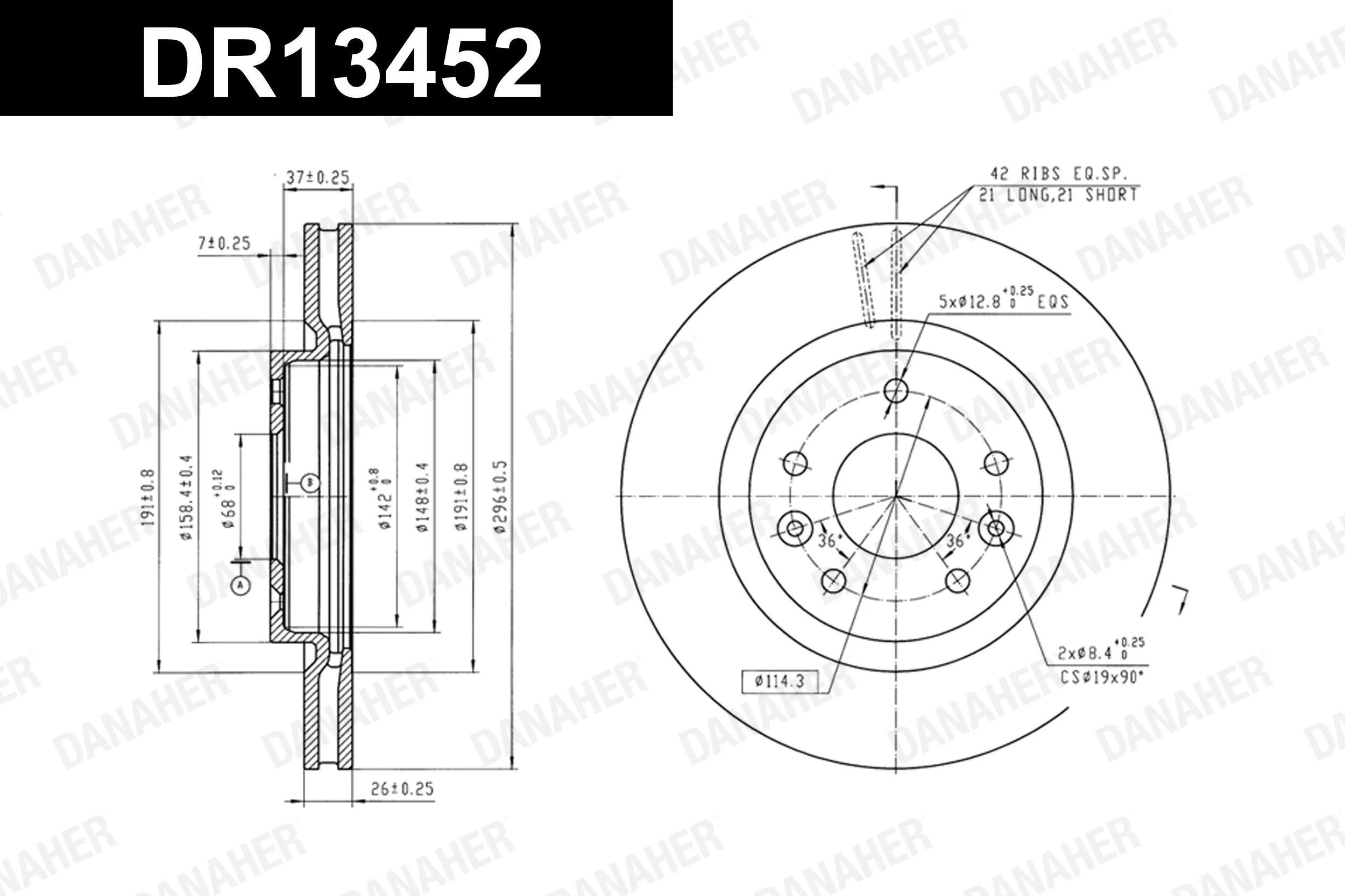DANAHER féktárcsa - DR13452 - TothCarparts