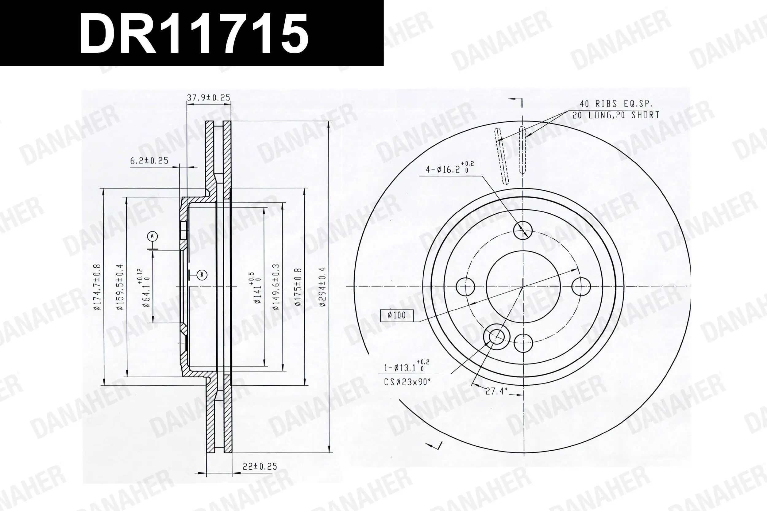 DANAHER féktárcsa - DR11715 - TothCarparts