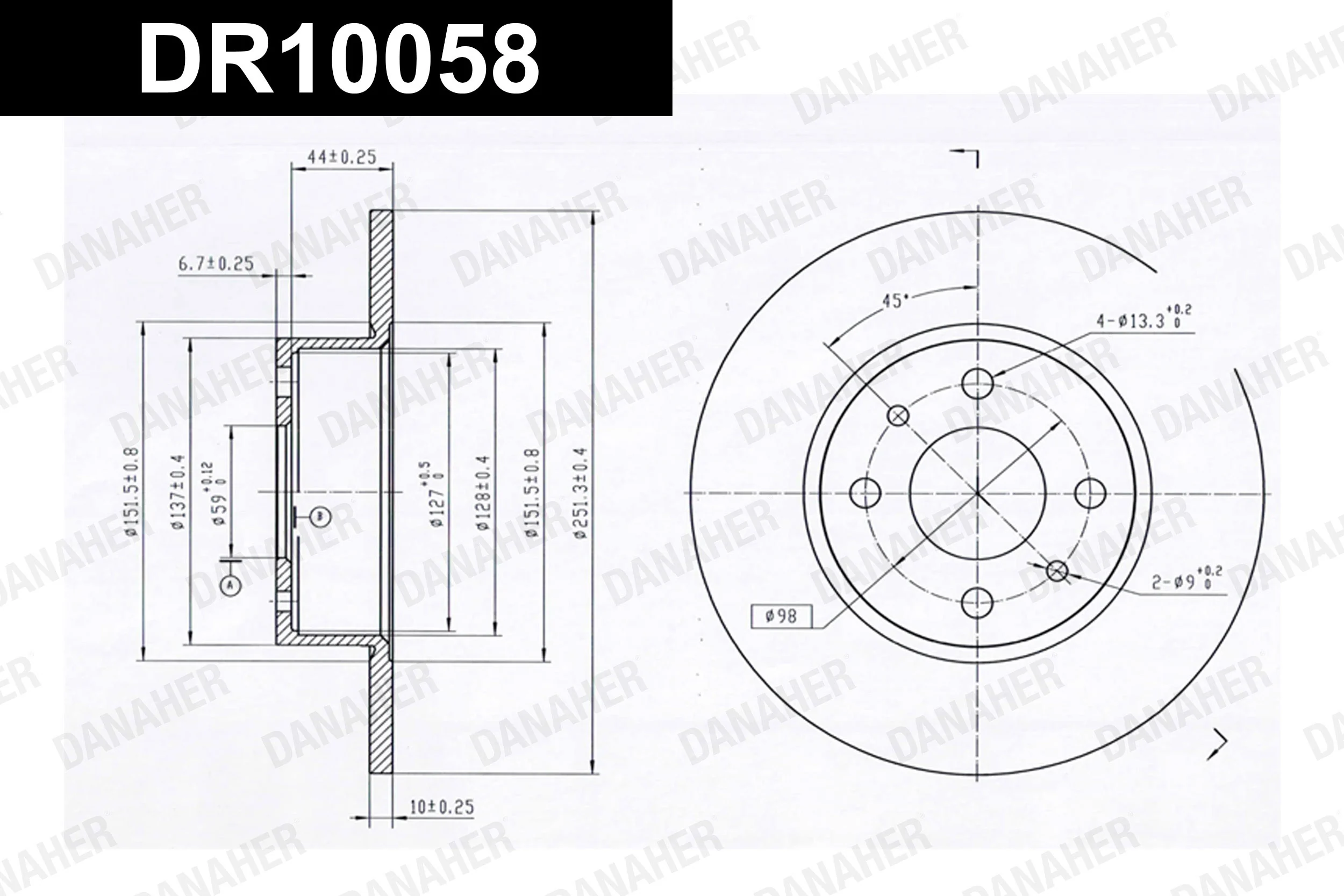 DANAHER féktárcsa - DR10058 - TothCarparts