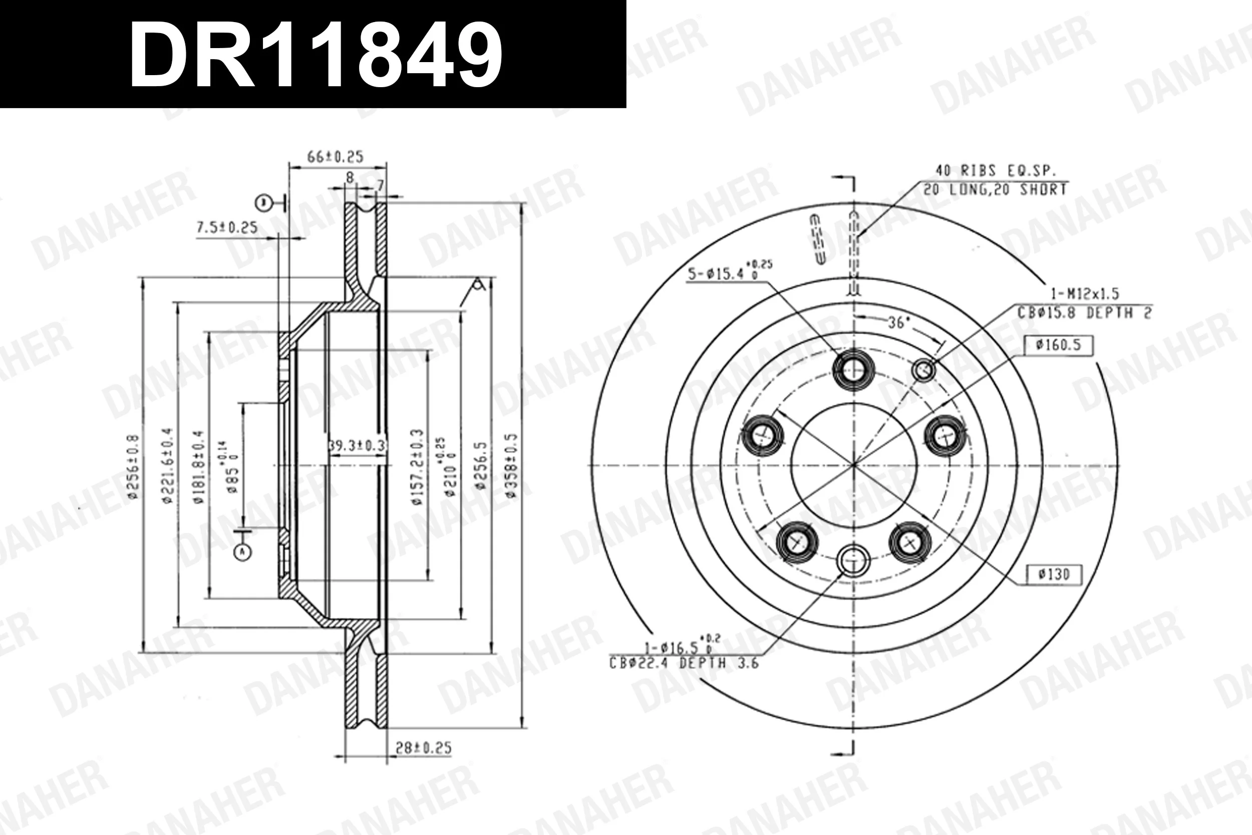 DANAHER féktárcsa - DR11849 - TothCarparts