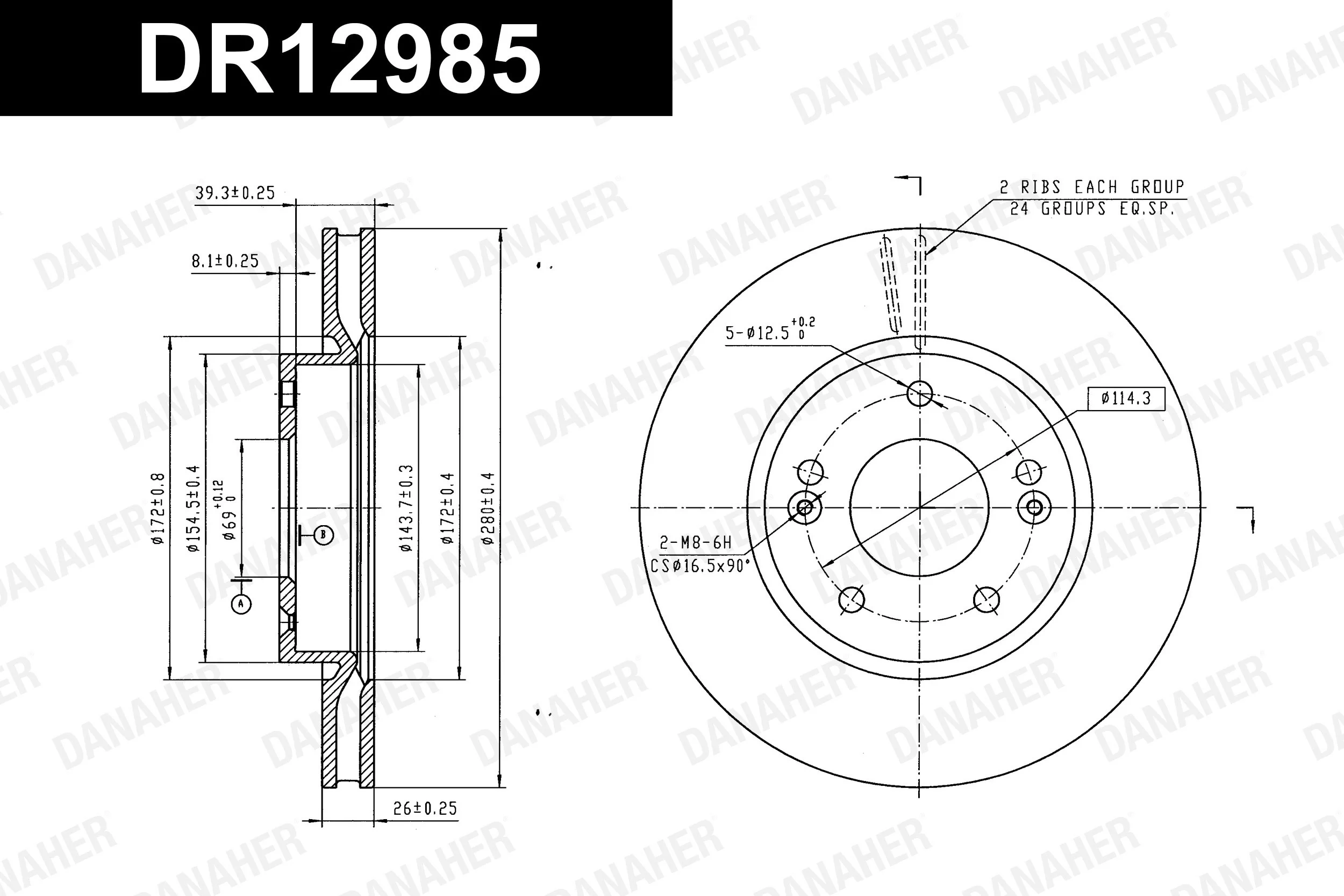DANAHER féktárcsa - DR12985 - TothCarparts