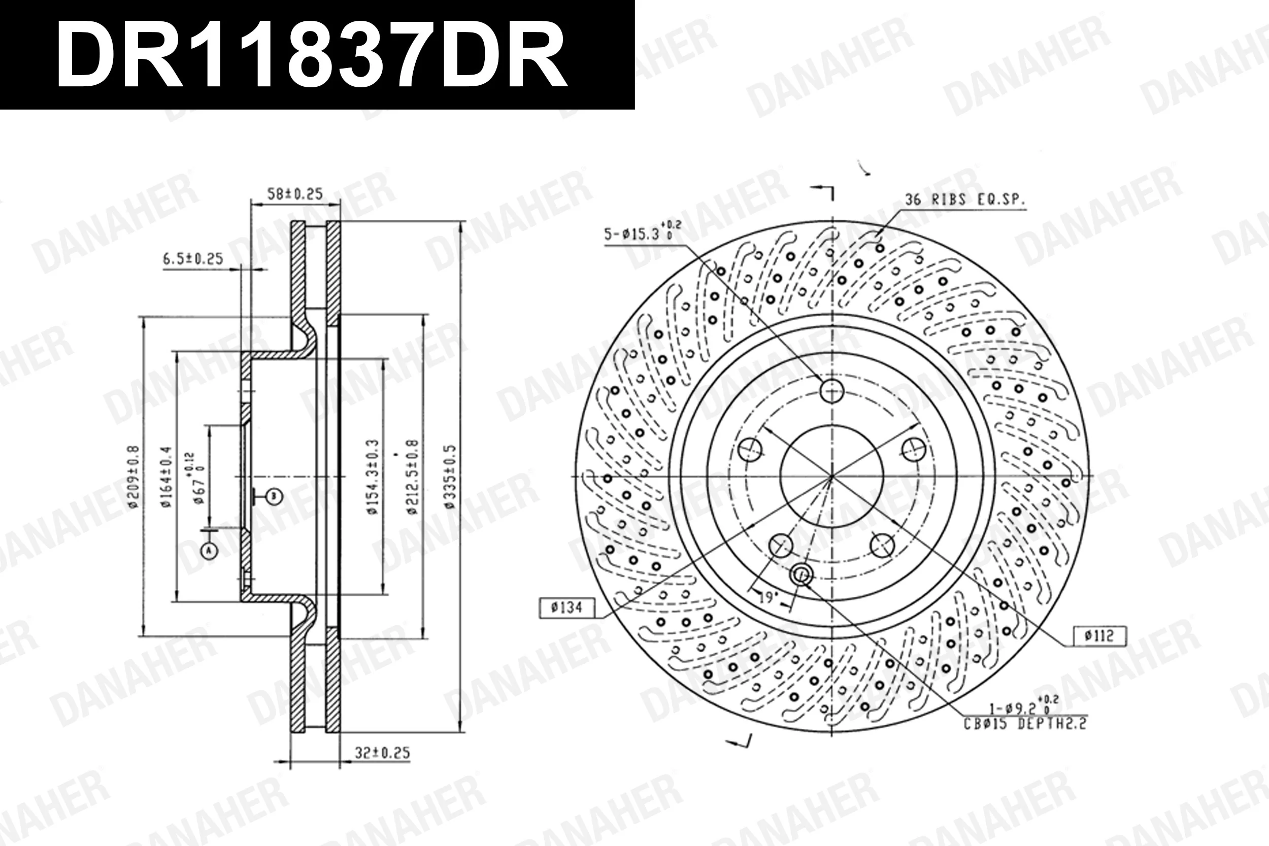 DANAHER féktárcsa - DR11837DR - TothCarparts