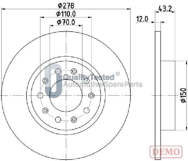 JAPANPARTS féktárcsa - DP0204JM - TothCarparts