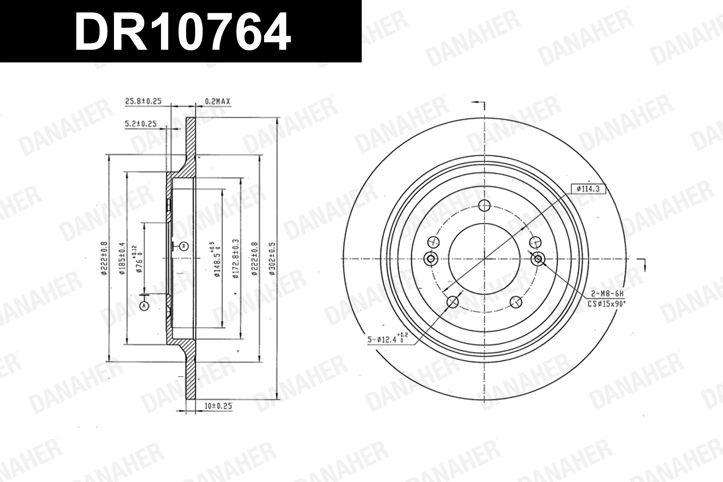 DANAHER féktárcsa - DR10764 - TothCarparts