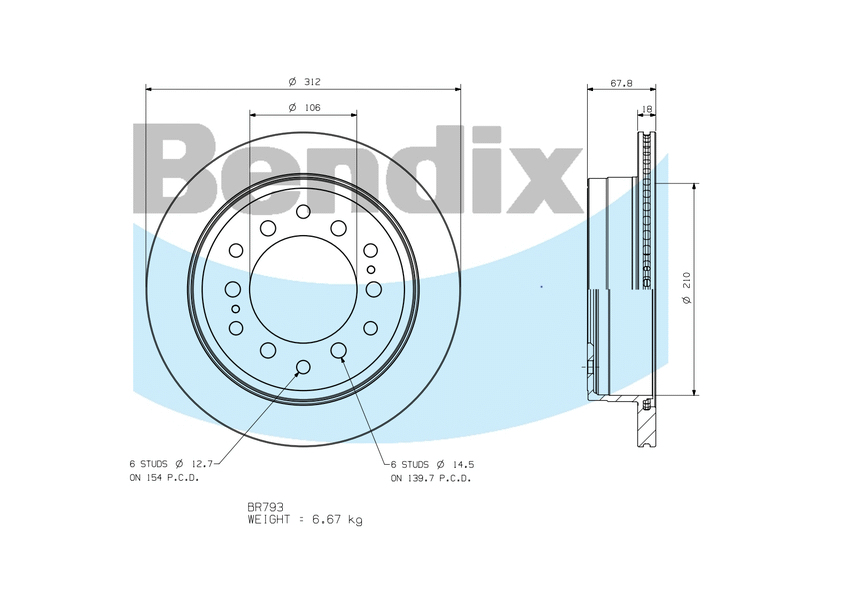 BENDIX-SEA féktárcsa - BR793 - TothCarparts