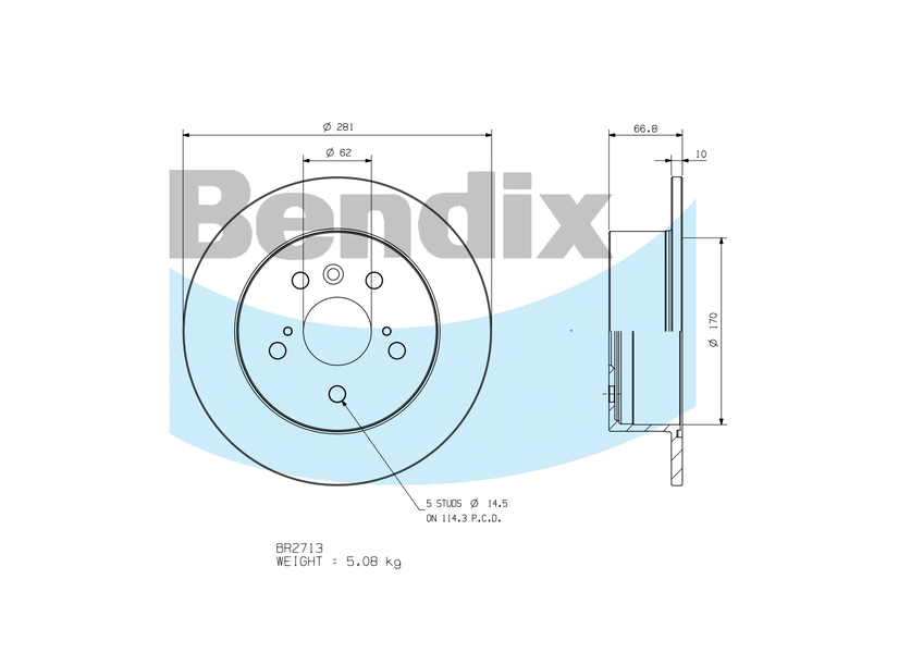 BENDIX-SEA féktárcsa - BR2713 - TothCarparts