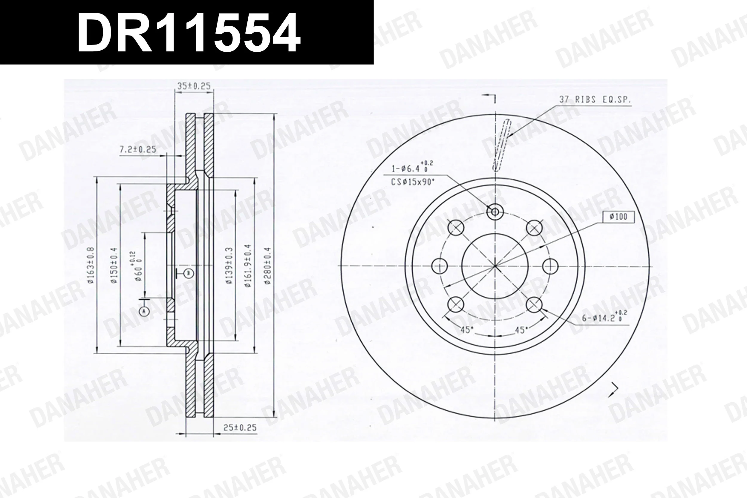 DANAHER féktárcsa - DR11554 - TothCarparts