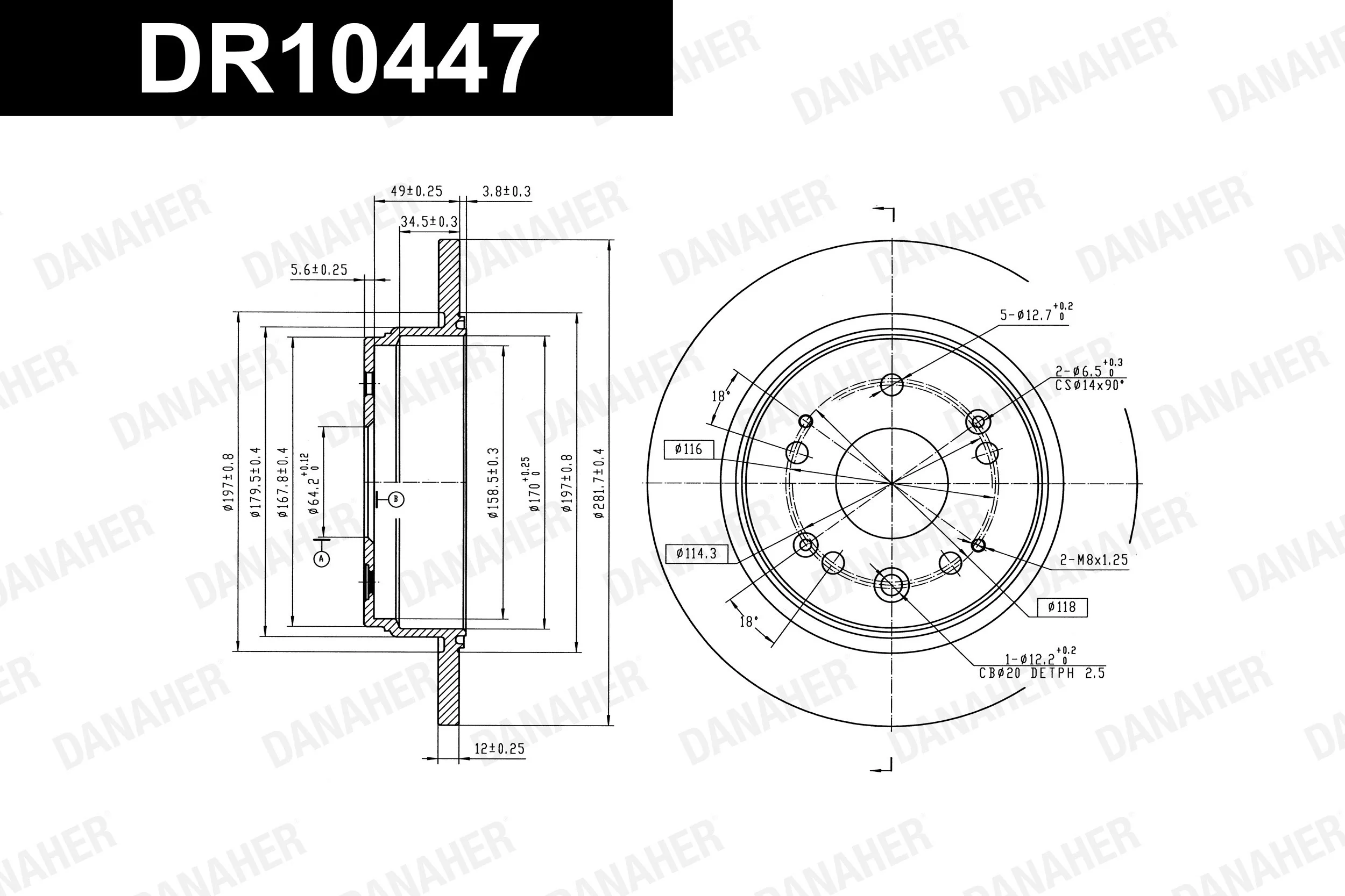 DANAHER féktárcsa - DR10447 - TothCarparts