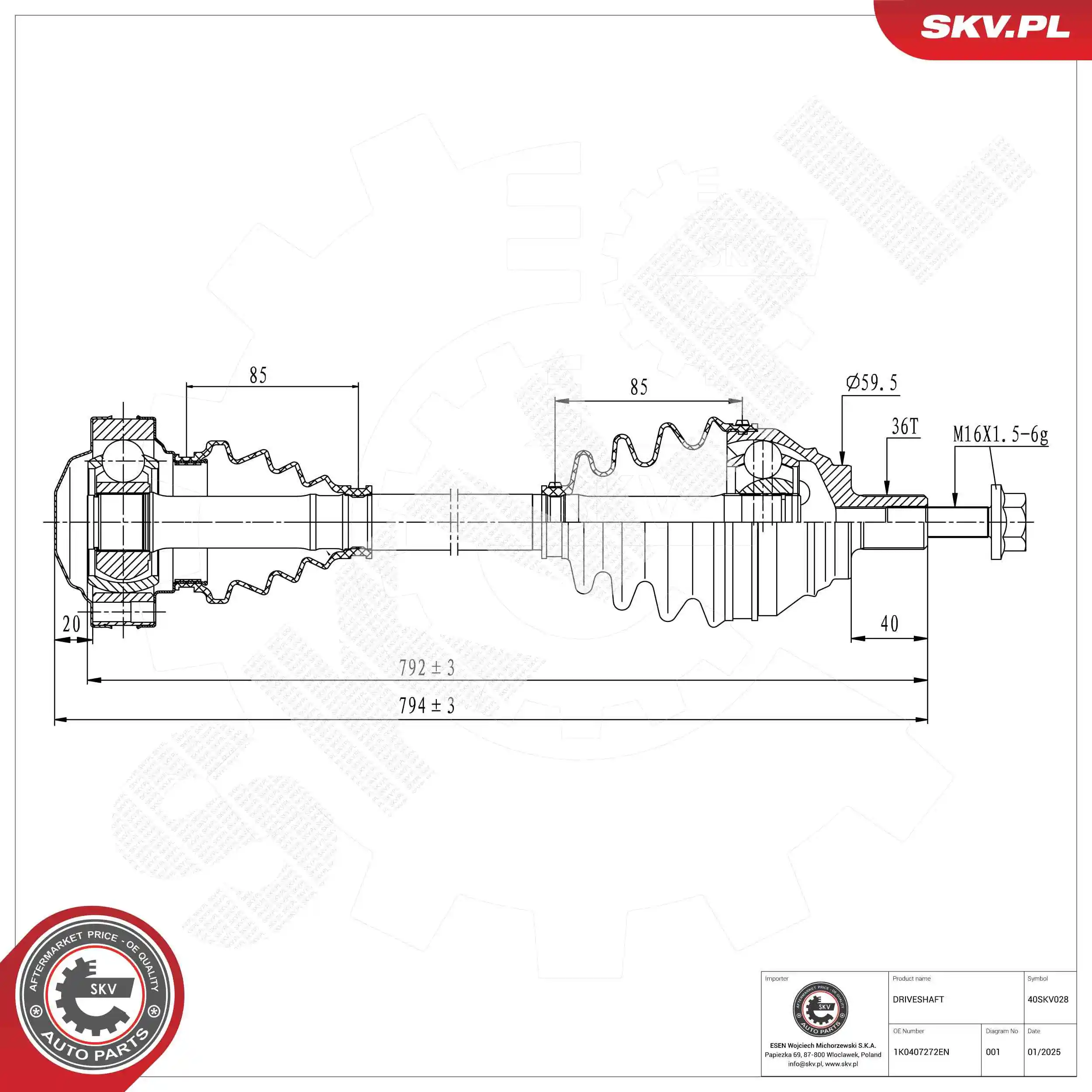 ESEN SKV hajtótengely - 40SKV028 - TothCarparts