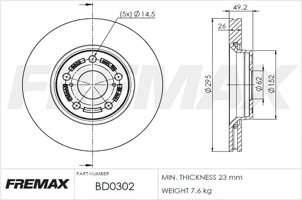 FREMAX féktárcsa - BD-0302 - TothCarparts