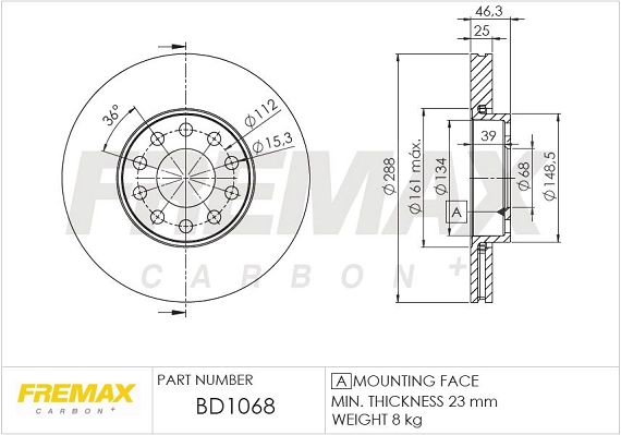 FREMAX féktárcsa - BD-1068 - TothCarparts