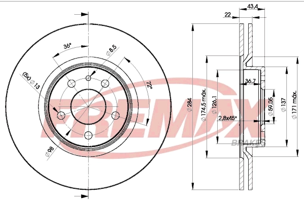 FREMAX féktárcsa - BD-1548 - TothCarparts