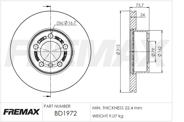 FREMAX féktárcsa - BD-1972 - TothCarparts