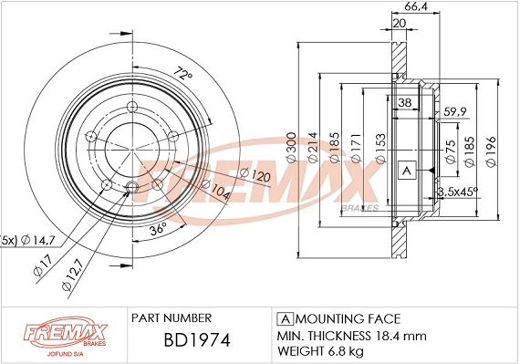 FREMAX féktárcsa - BD-1974 - TothCarparts