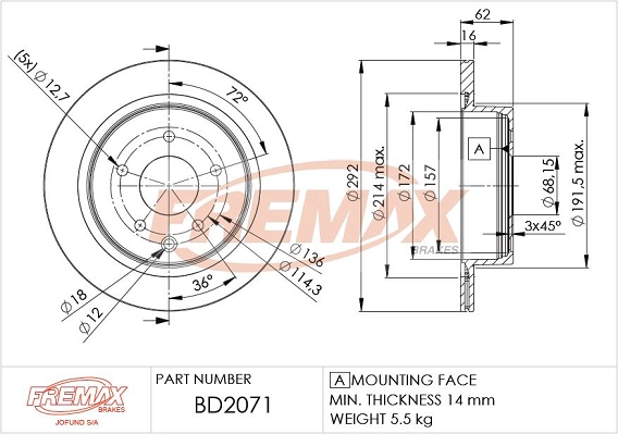 FREMAX féktárcsa - BD-2071 - TothCarparts
