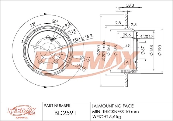 FREMAX féktárcsa - BD-2591 - TothCarparts