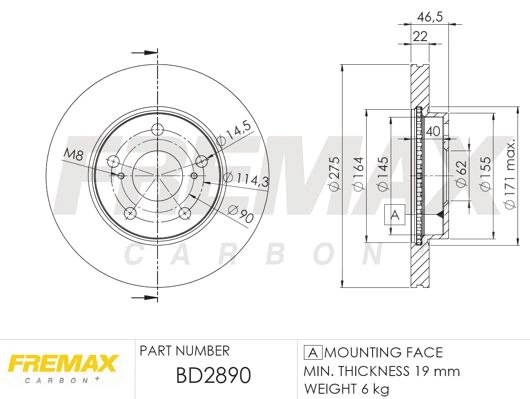FREMAX féktárcsa - BD-2890 - TothCarparts