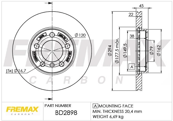 FREMAX féktárcsa - BD-2898 - TothCarparts