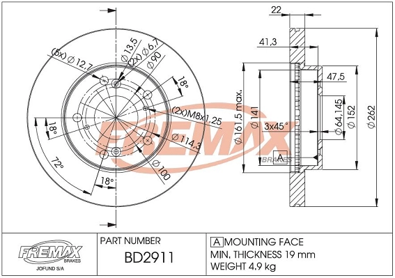 FREMAX féktárcsa - BD-2911 - TothCarparts