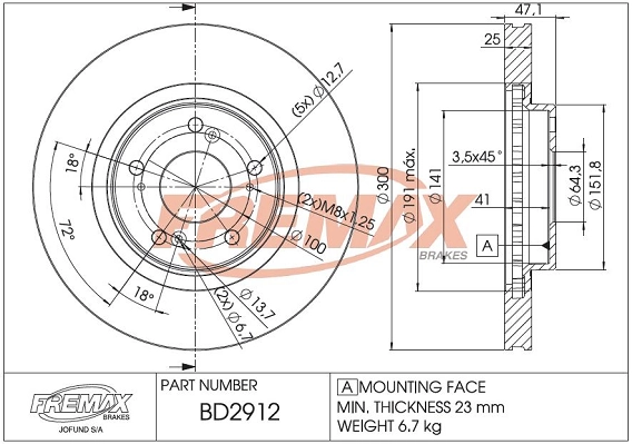 FREMAX féktárcsa - BD-2912 - TothCarparts